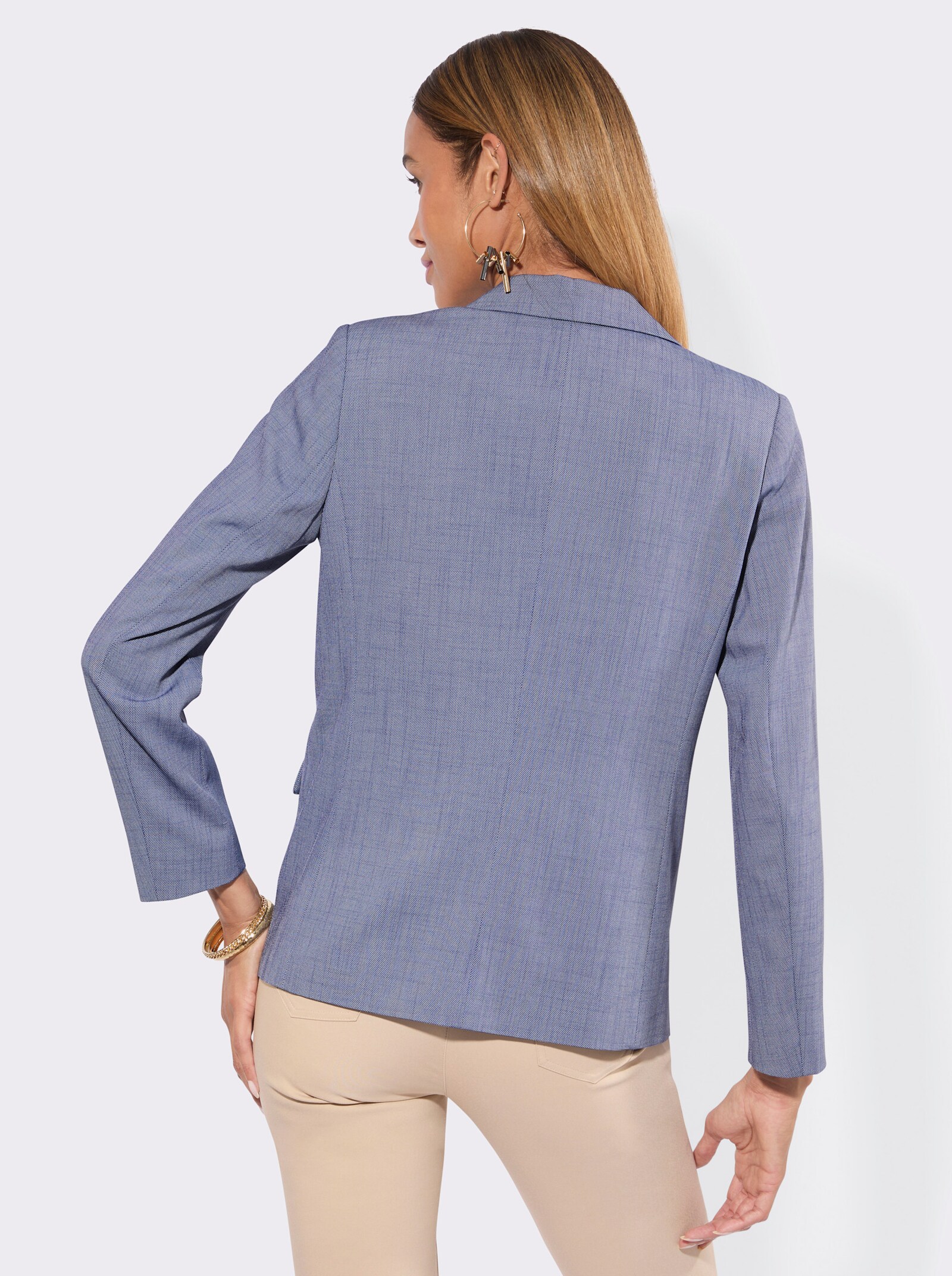 Blazer mit dezenten Schulterpolstern - taubenblau-meliert