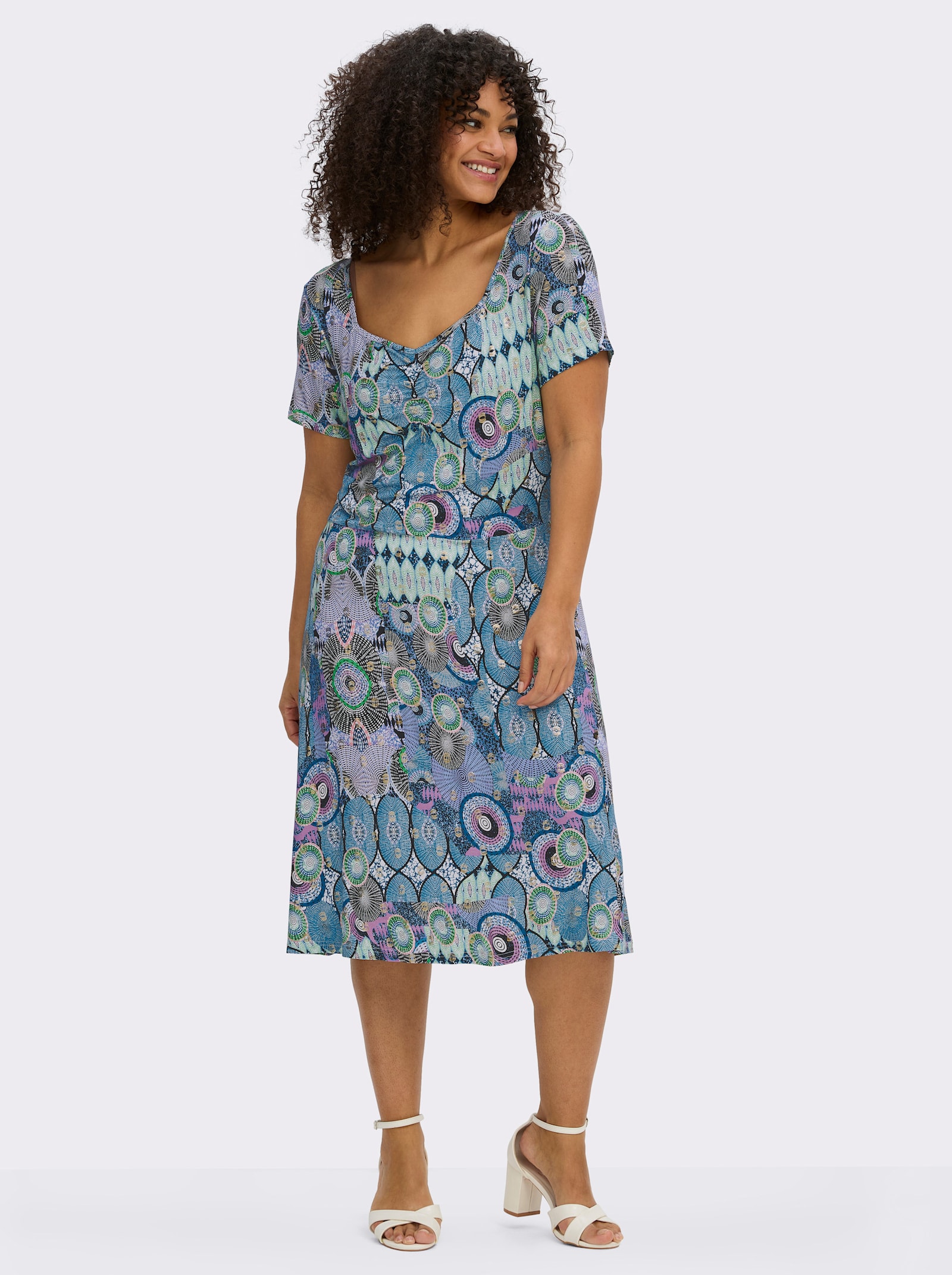 sheego by Joe Browns Jerseykleid mit herzförmigem Ausschnitt - topas-orchidee-bedruckt