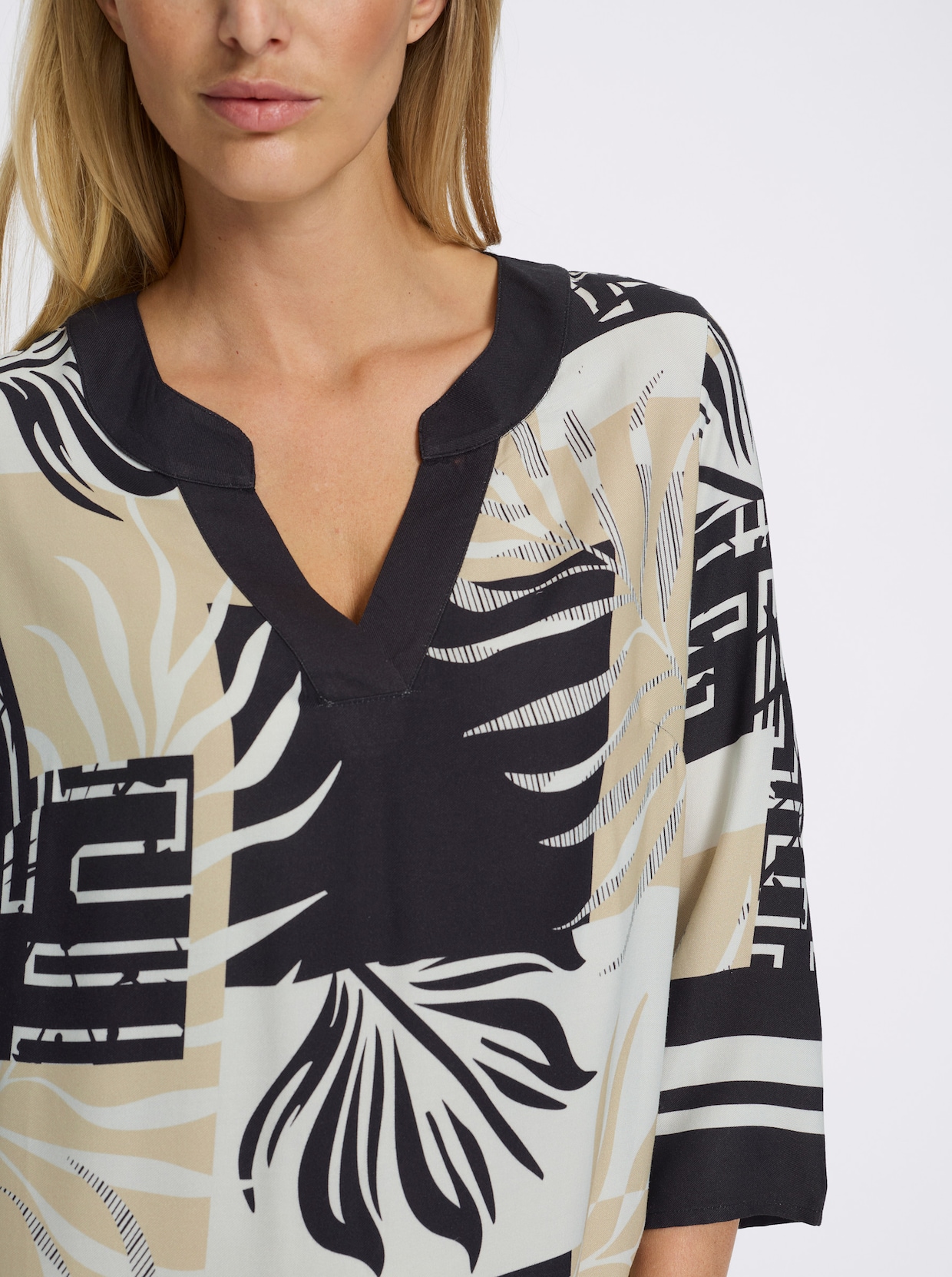 heine Druckkleid - sand-schwarz-bedruckt