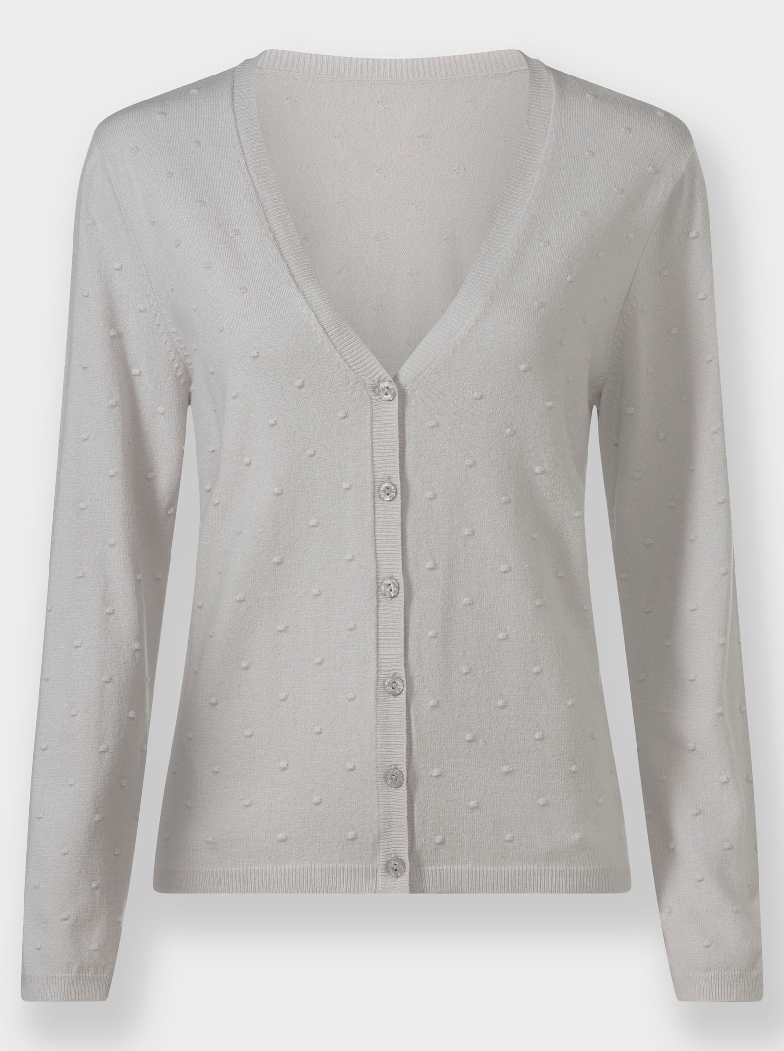 Strickjacke mit 3D-Tupfen - hellgrau