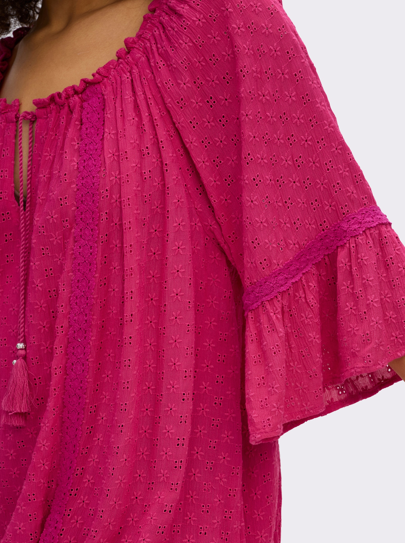 sheego by Joe Browns Tunika aus Lochstickerei - pink