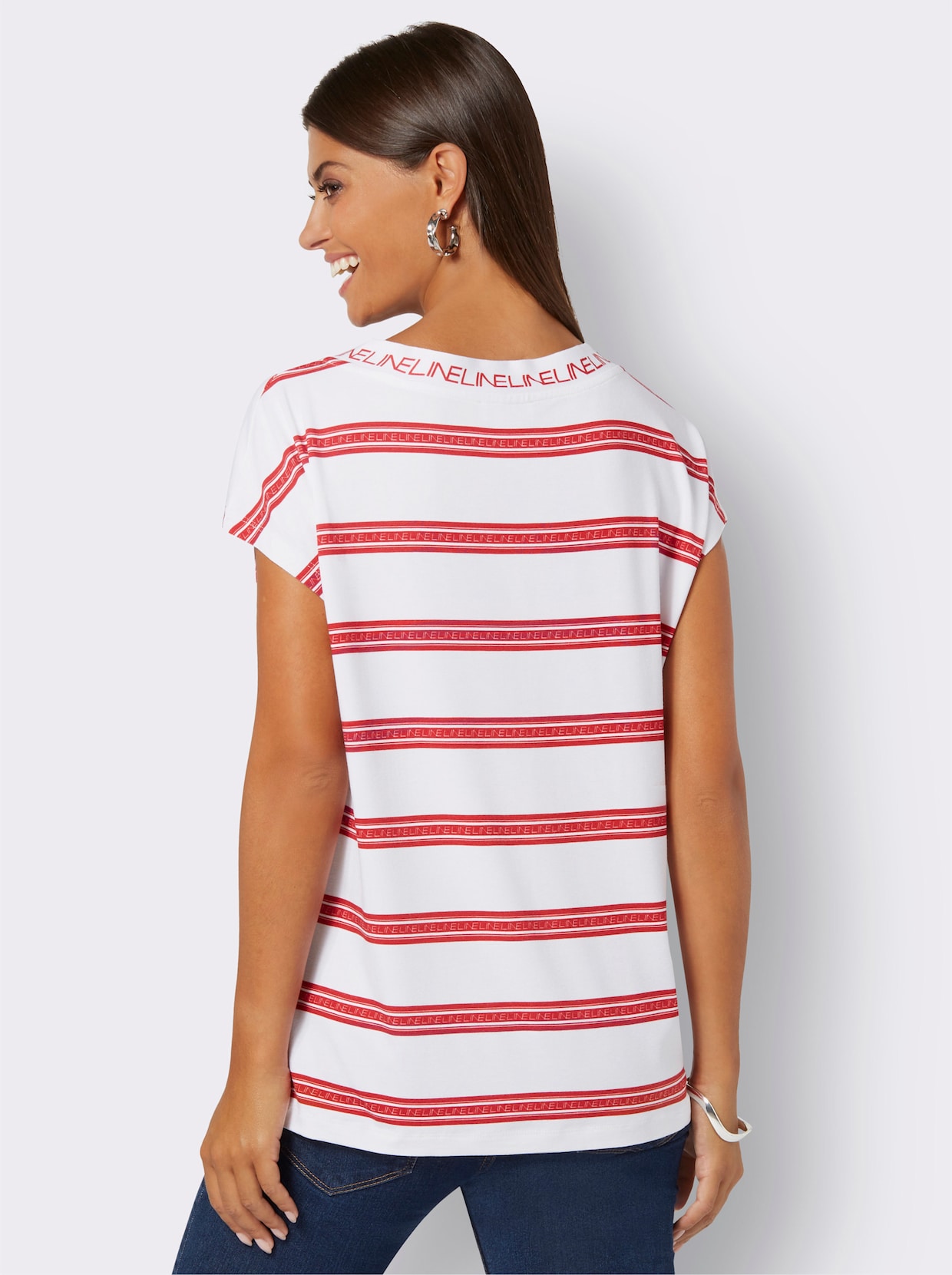 T-shirt - blanc-rouge imprimé