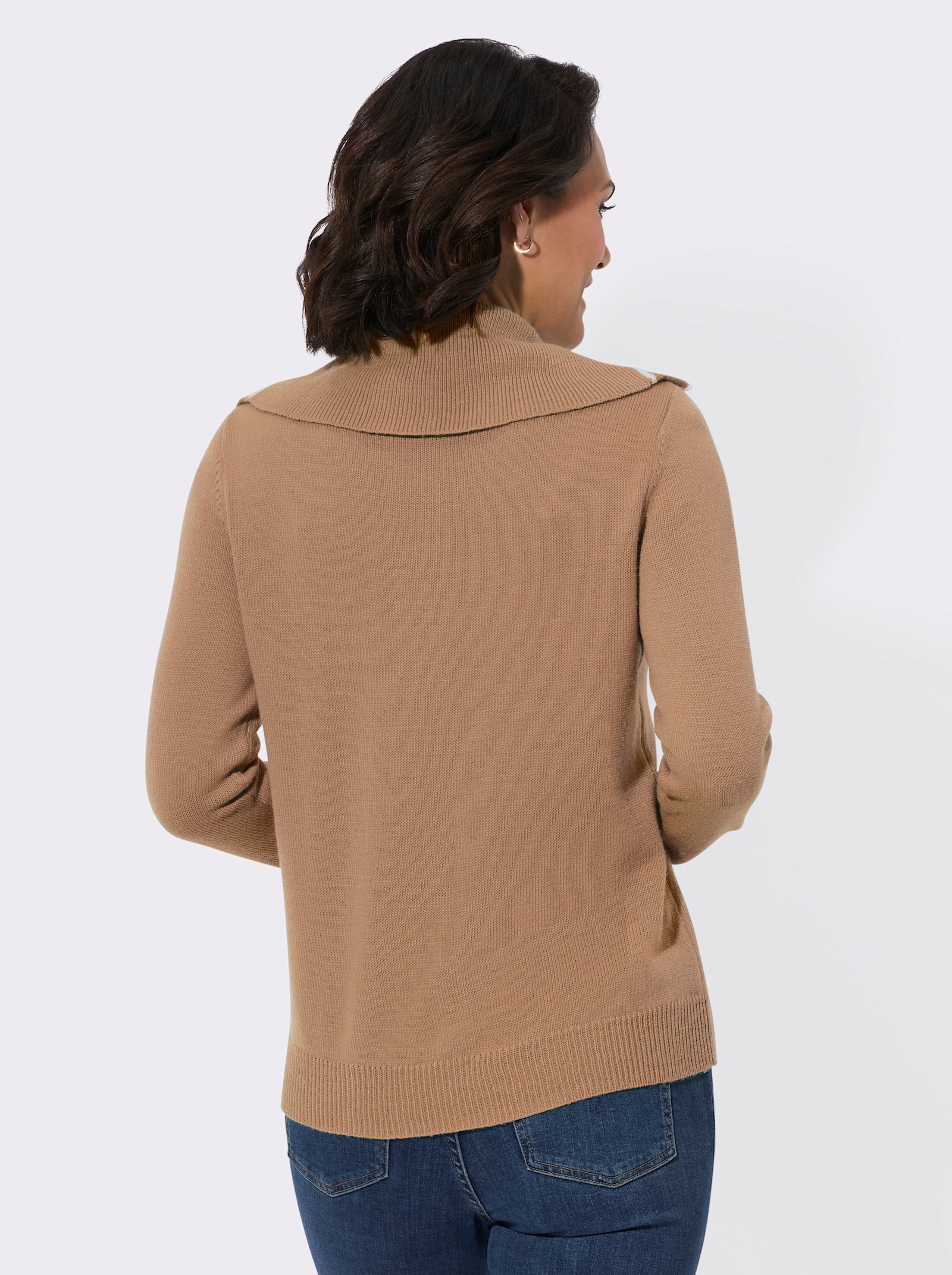 Pullover mit Troyerkragen - camel