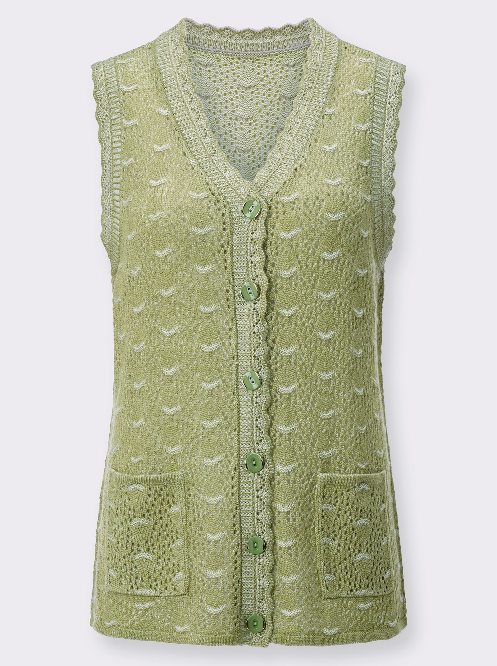 Strickweste im Strukturmuster-Mix - schilf-meliert