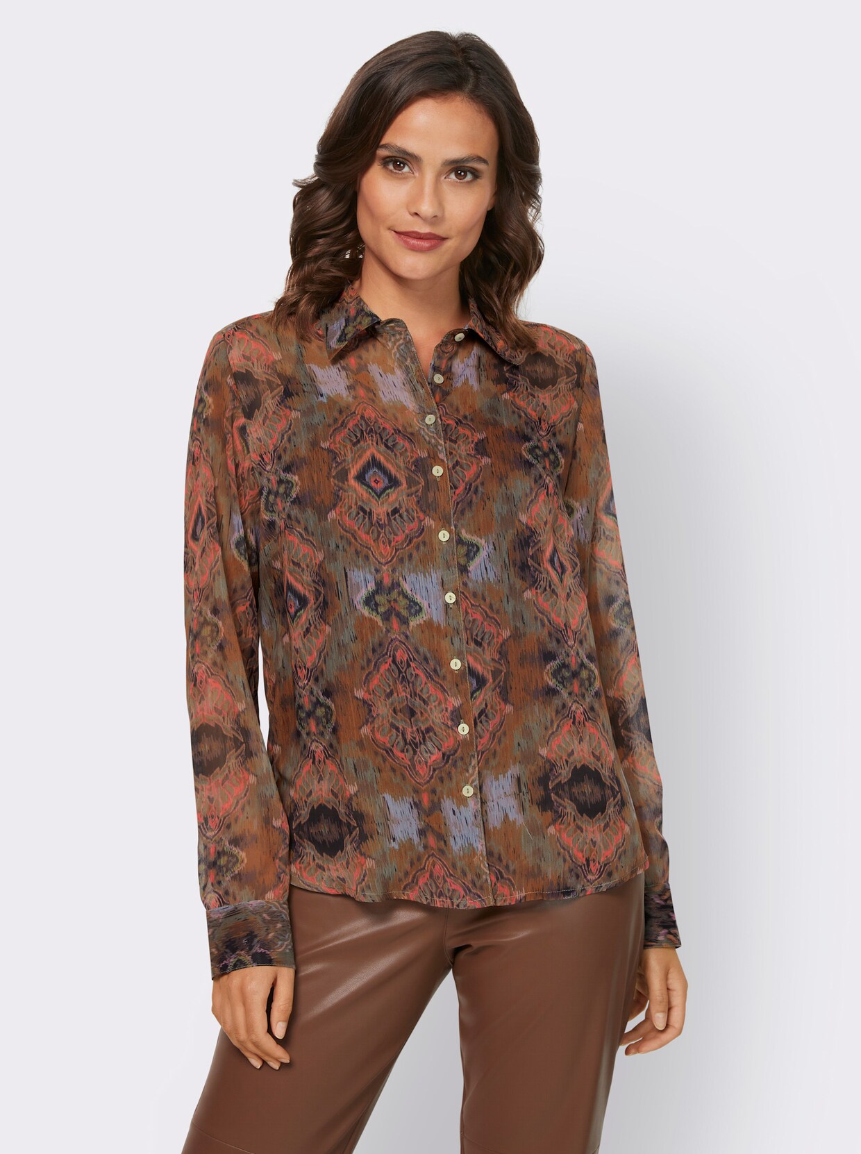 heine Druckbluse - cognac-papaya-bedruckt