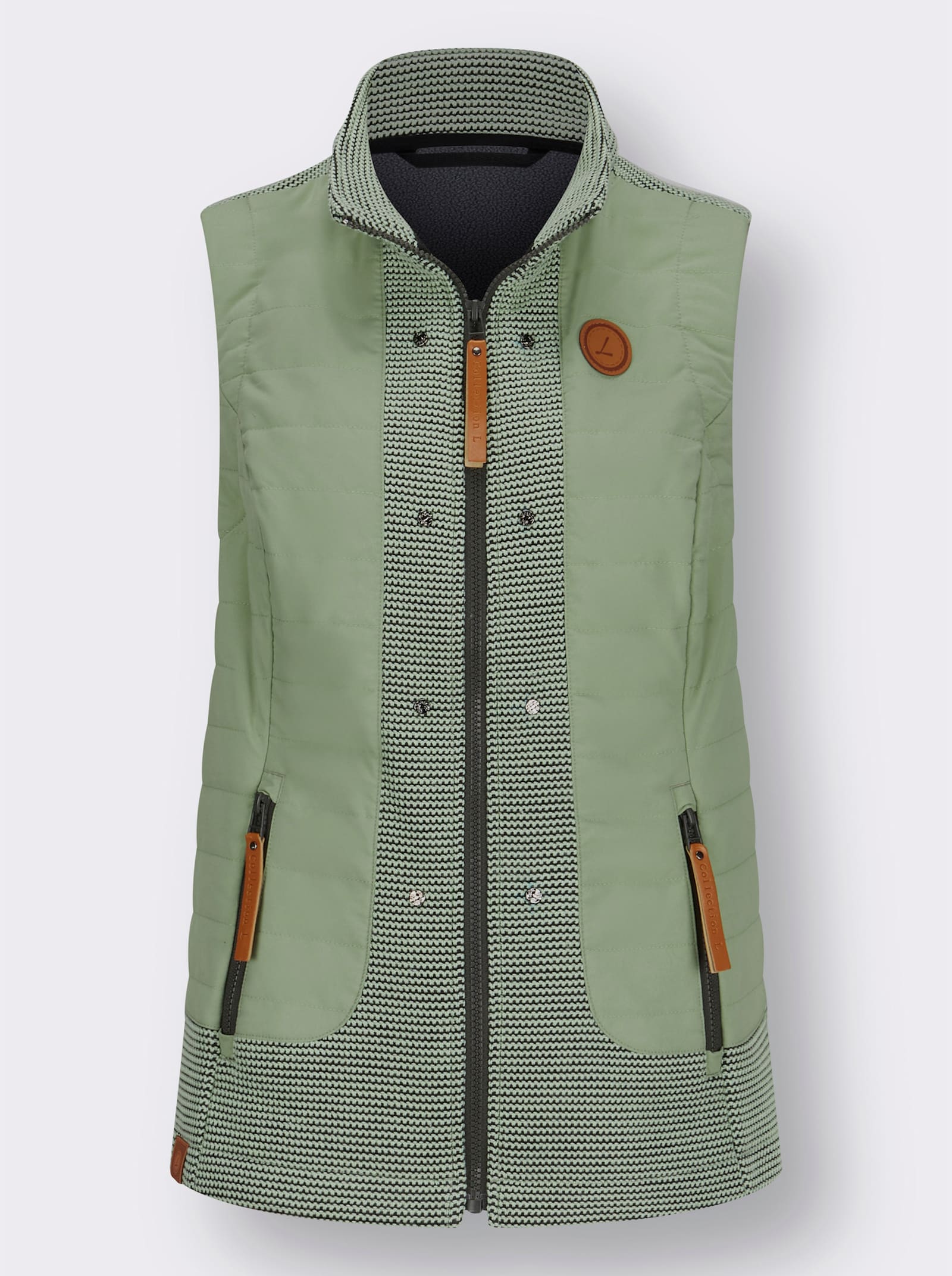 Gilet met sierstuds - eucalyptus