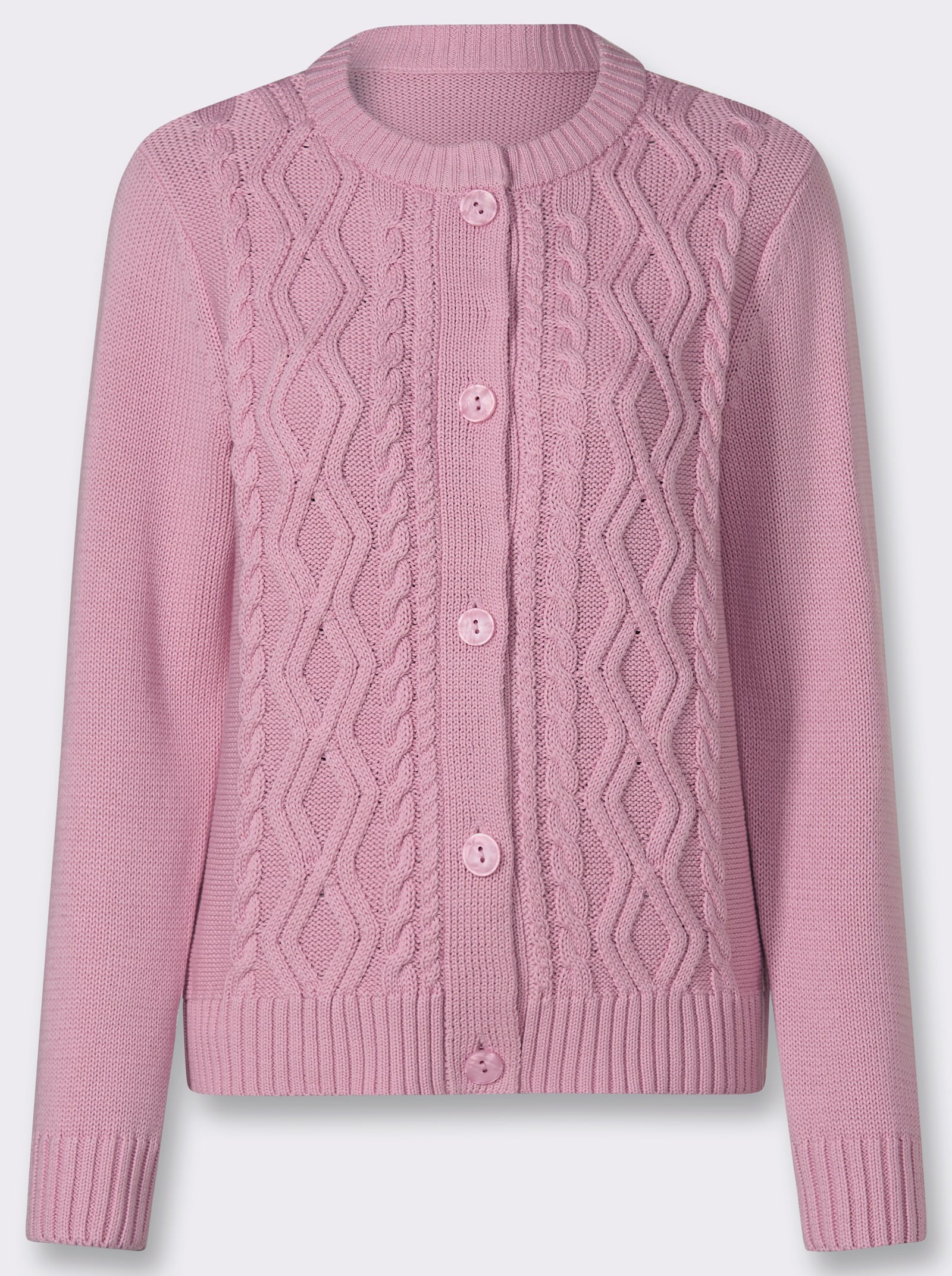 Strickjacke im Strickmuster-Mix - rosé