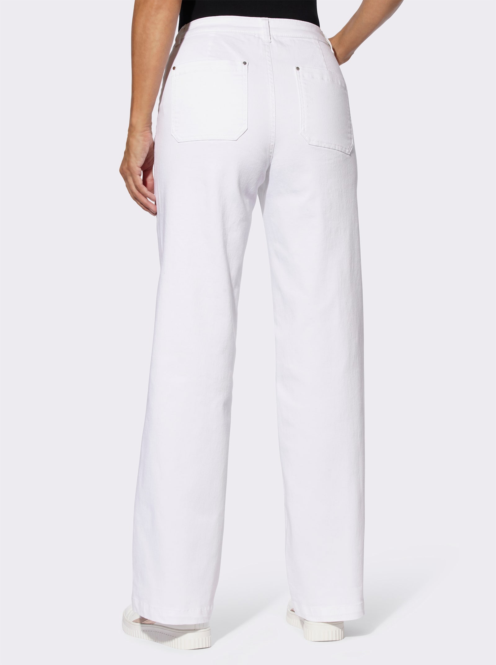 Rechte jeans met sierogen en -studs - ecru