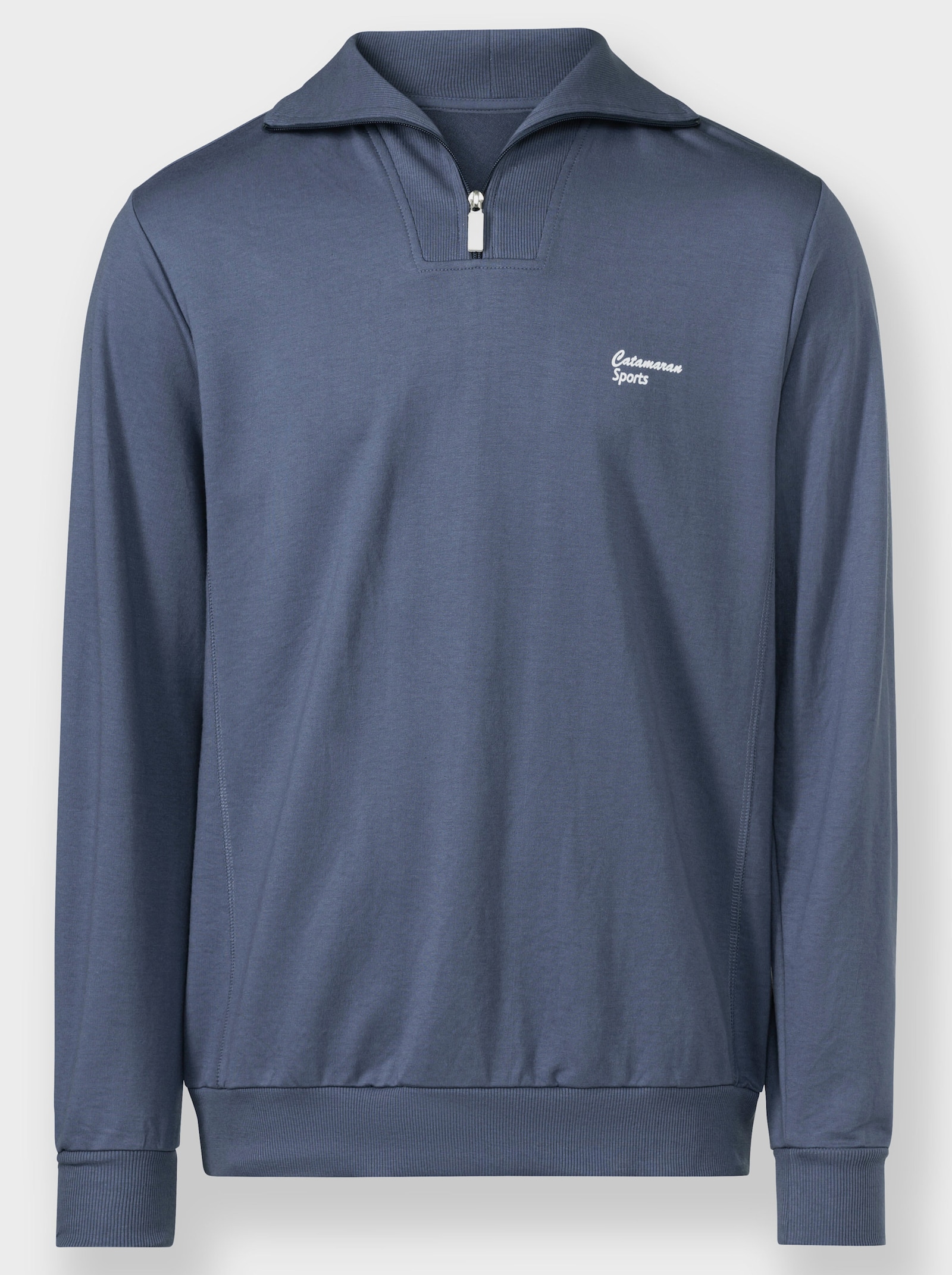 Catamaran Sports Sweatshirt mit Troyerkragen - rauchblau