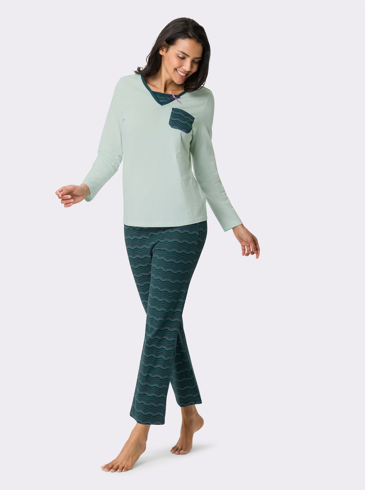 Pyjamas - ljus mint-petrol-tryck