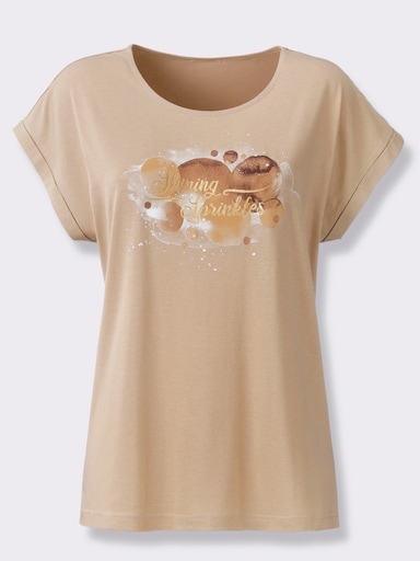 Shirt mit Ärmel-Aufschlag - beige-schoko