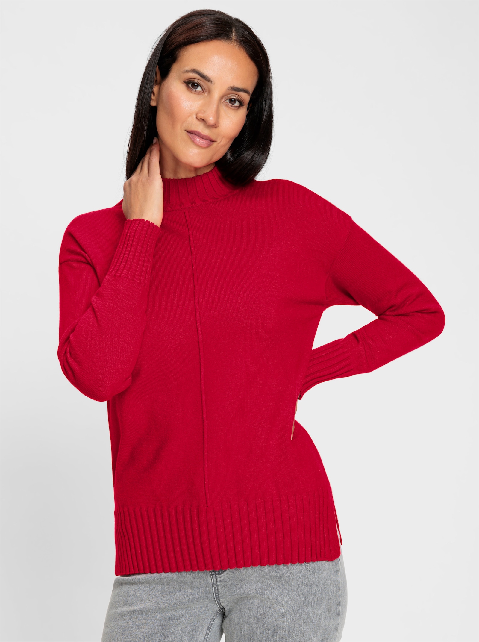 heine Strickpullover mit Seitenschlitzen - rot