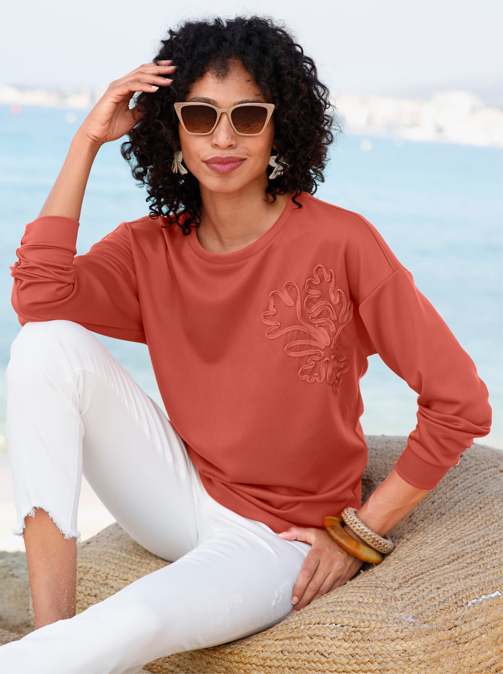 heine Sweatshirt mit Applikation - terra