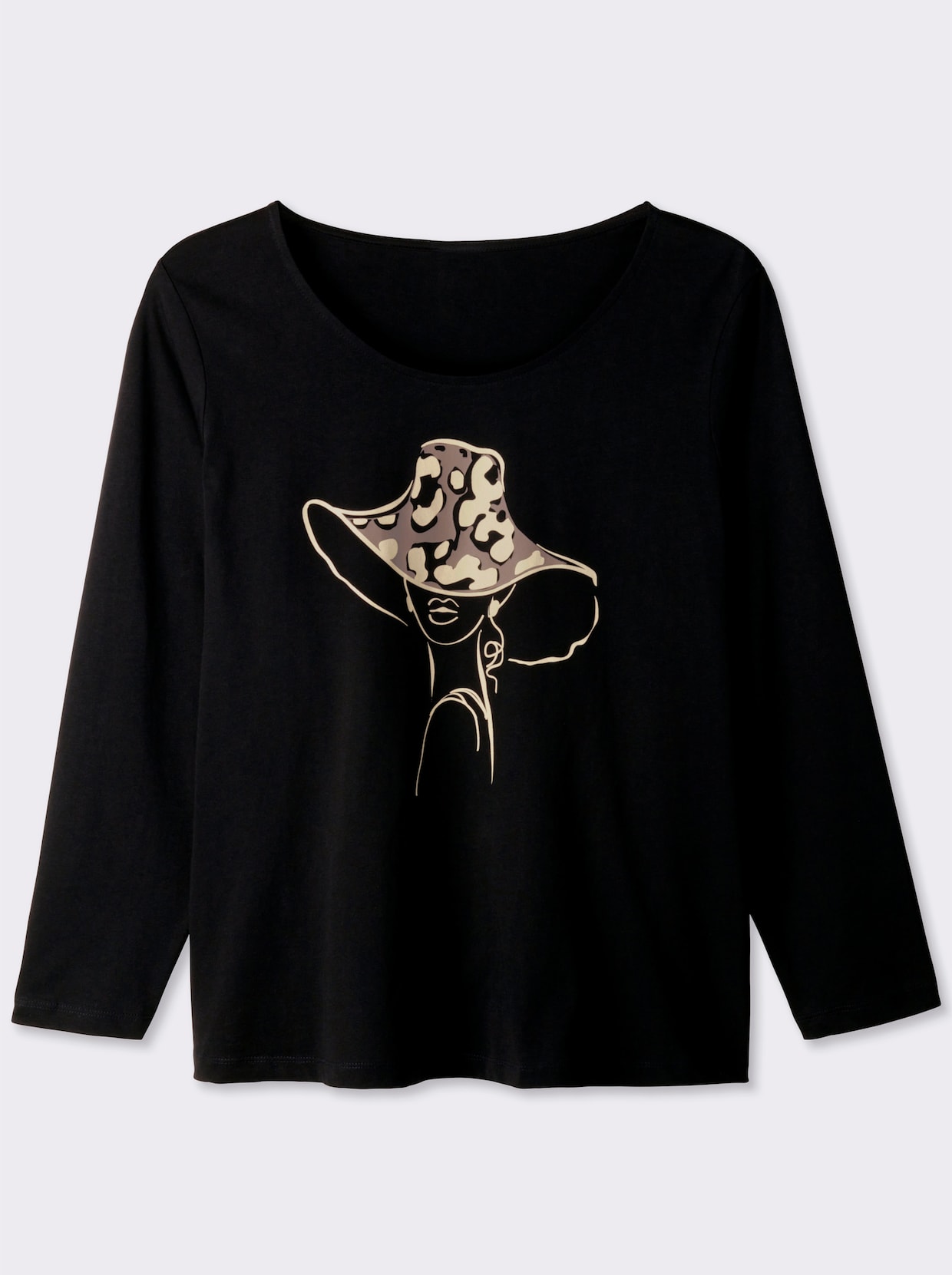 Langarmshirt mit Druck vorne - schwarz