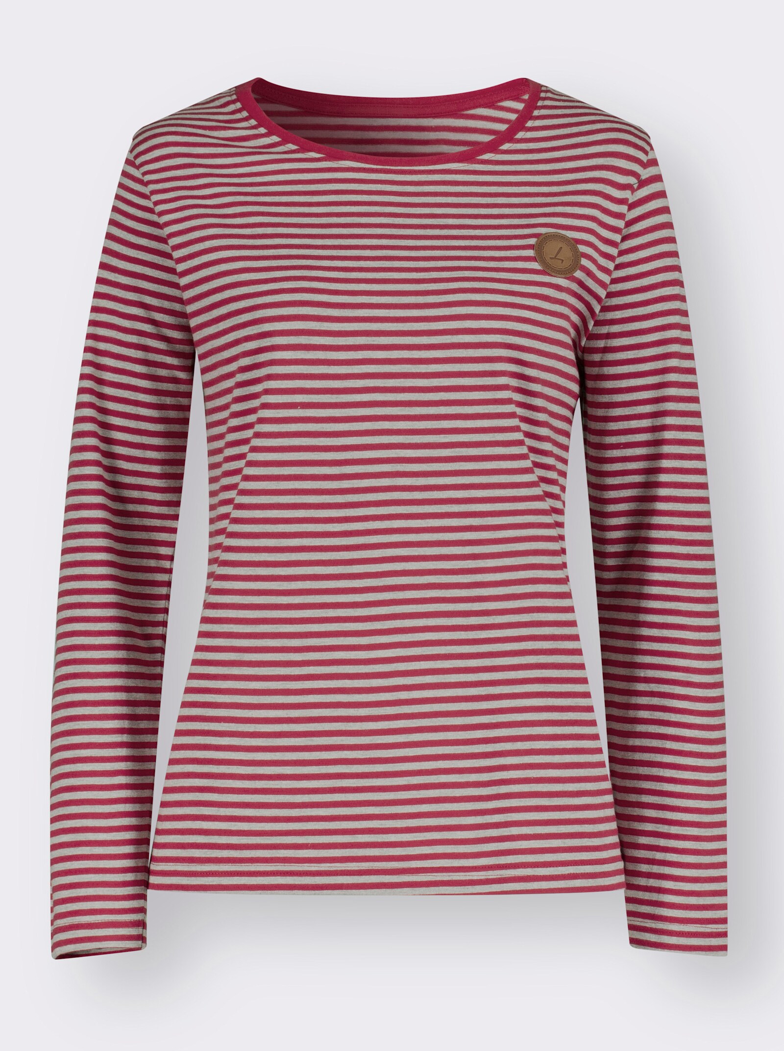 T-shirt rayé avec manches longues - cerise-gris clair à rayures