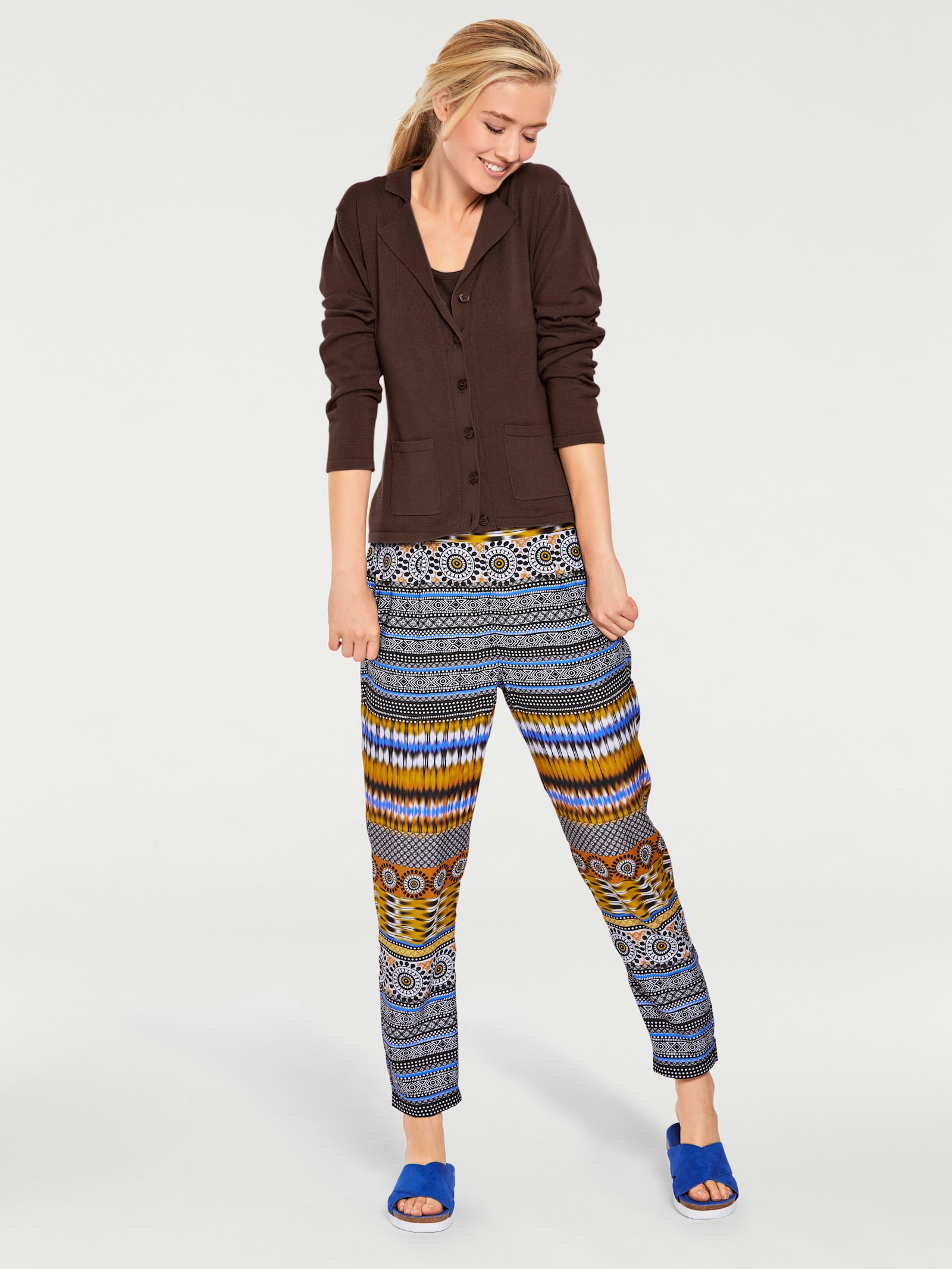 heine Feinstrickjacke mit Reverskragen - schokobraun