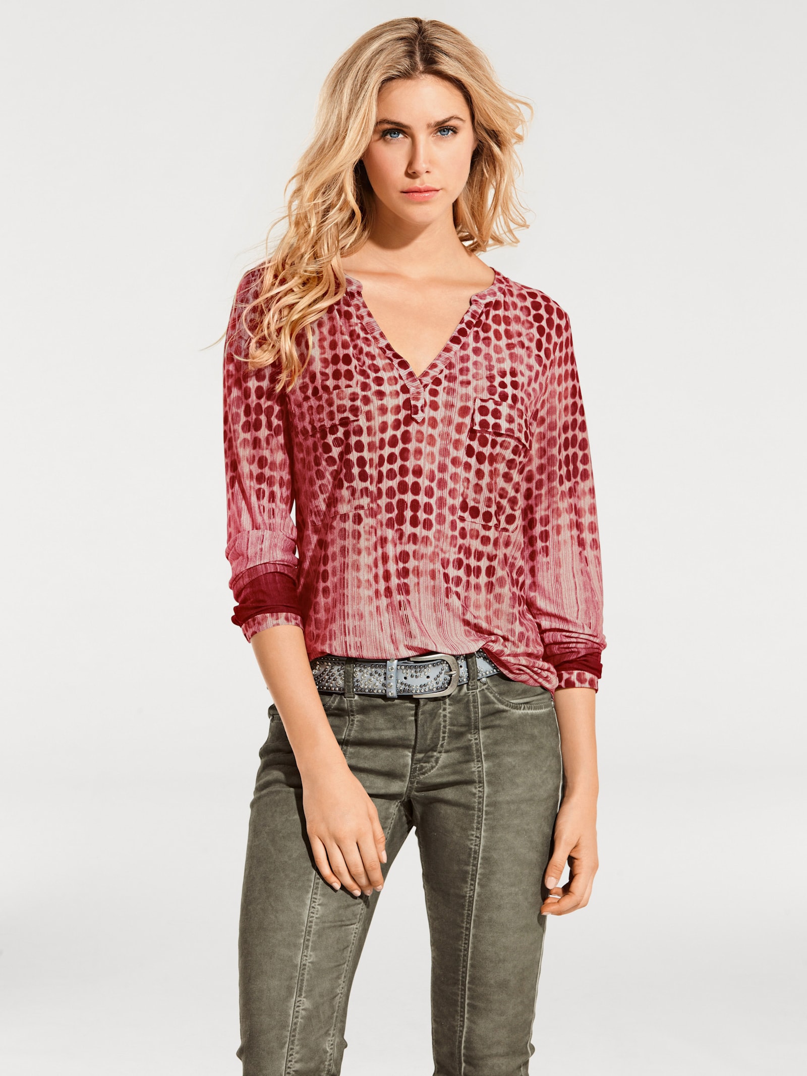 heine Blusenshirt im Tupfenmuster - koralle