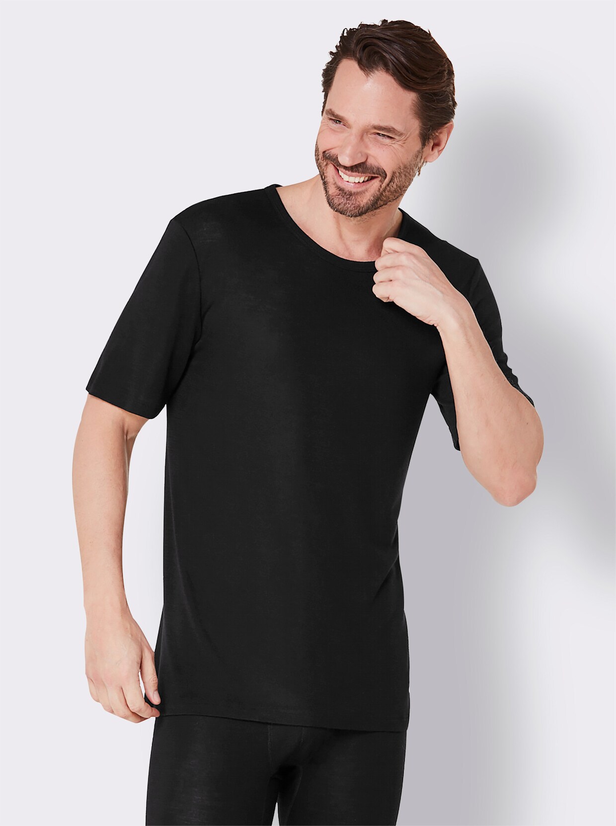 conta 2-in-1-Langarmshirt - schwarz