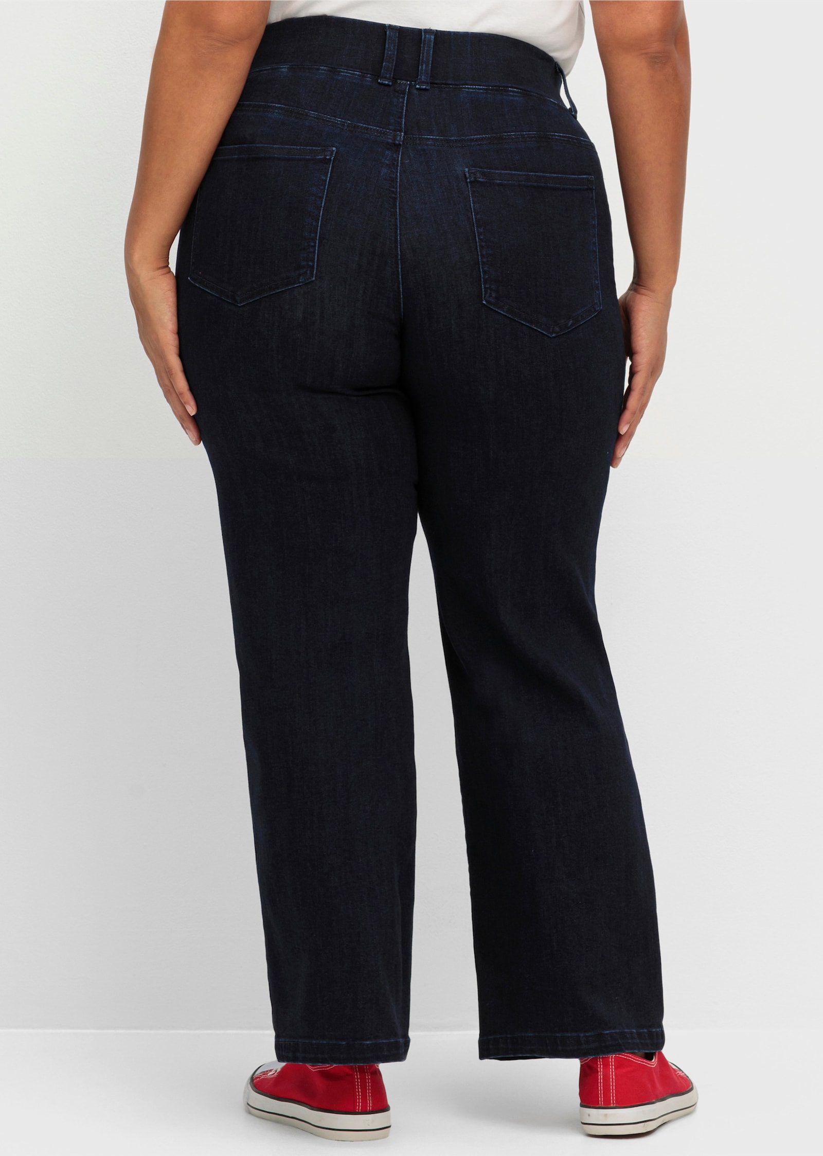 sheego Schlupfjeans mit durchgehend weitem Bein - dark blue denim