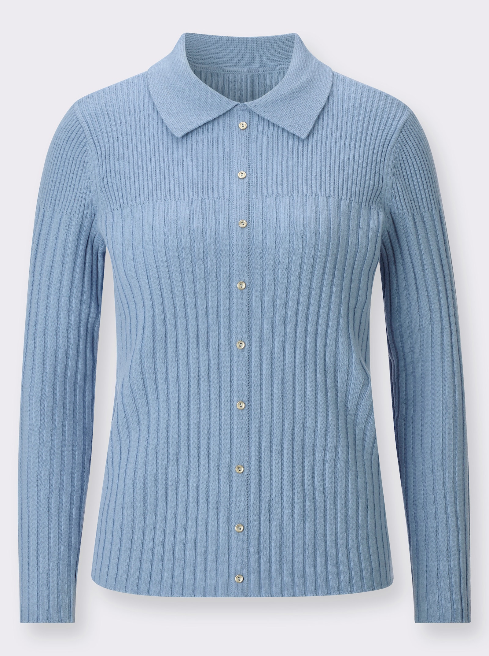 Polopullover mit geripptem Kragen - bleu