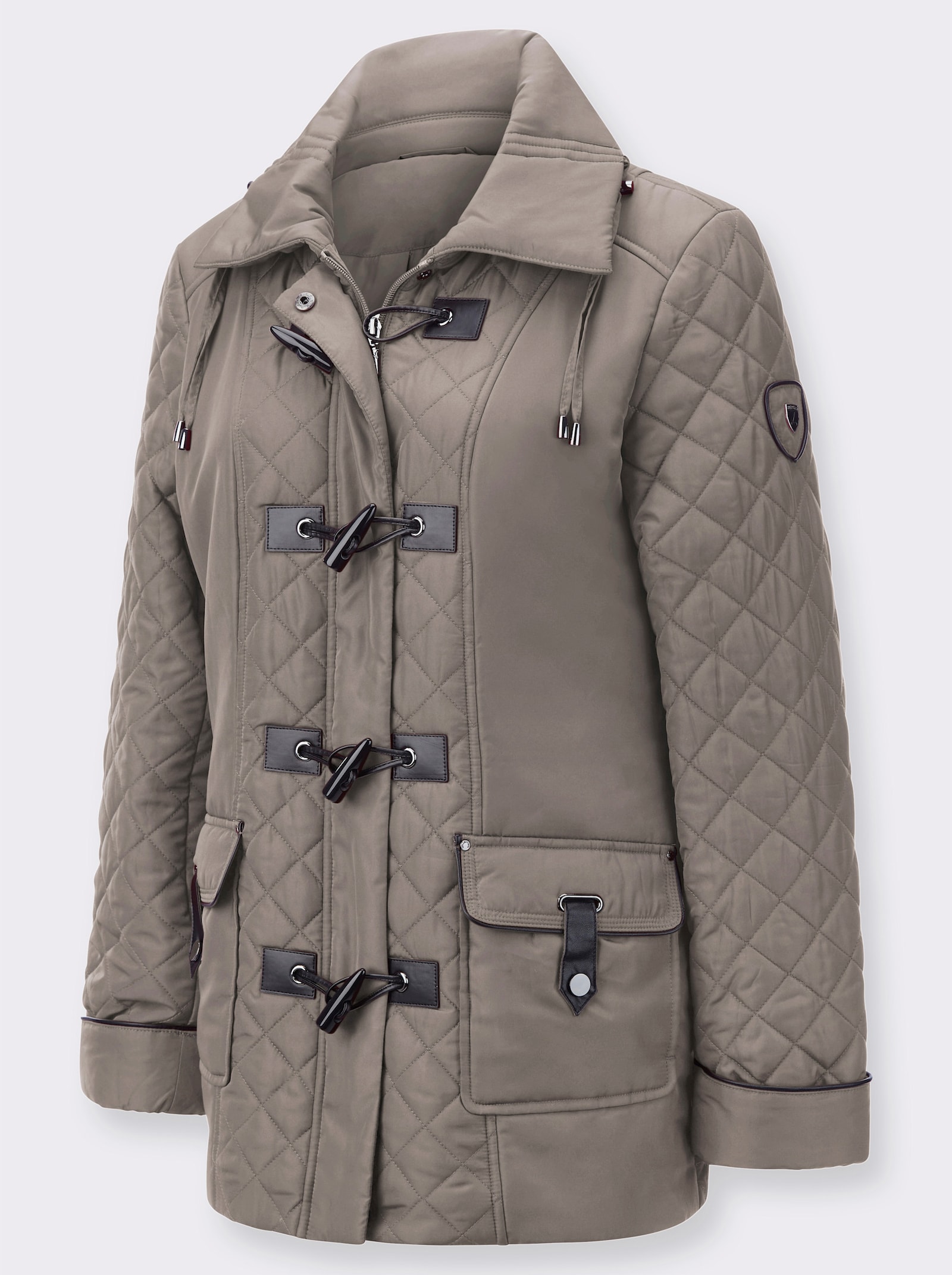 Steppjacke mit aufgesetzten Pattentaschen - taupe
