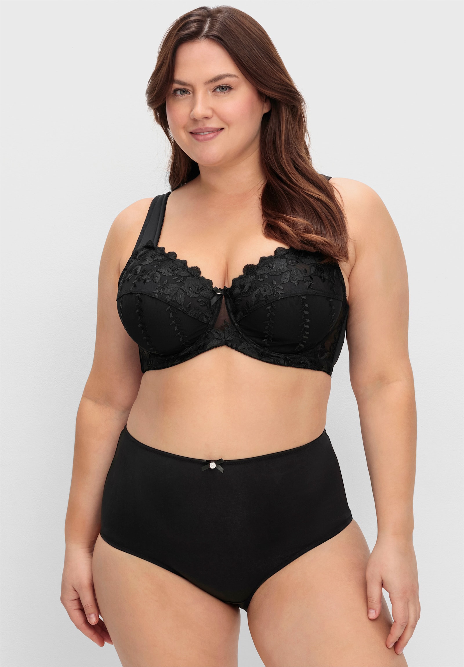 sheego Bügel-BH mit Spitze - schwarz