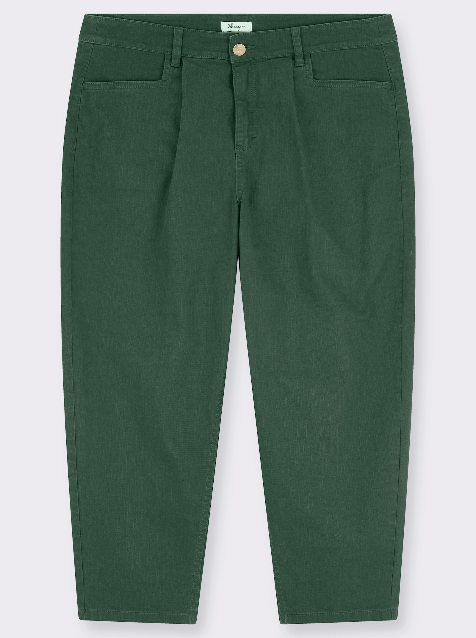 sheego Bundfaltenhose aus Twill, mit Barrel-Leg - moos
