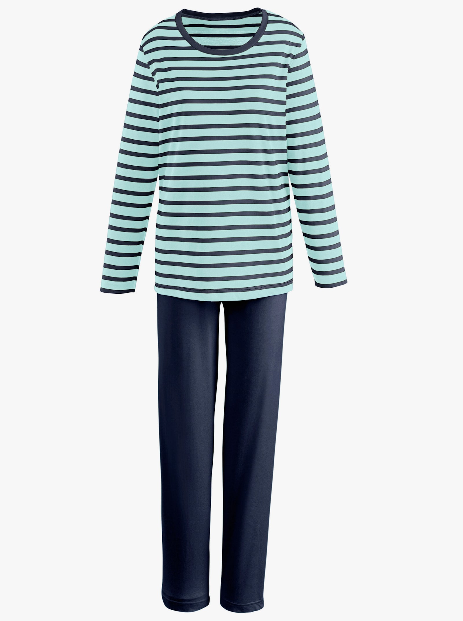 wäschepur Schlafanzüge im Doppelpack - marine-geringelt + mint-geringelt