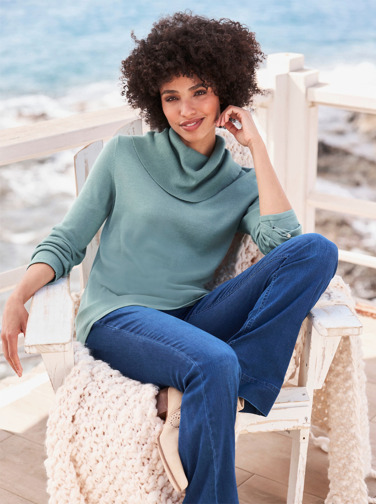 heine Feinstrickpullover mit Rollkragen - jade