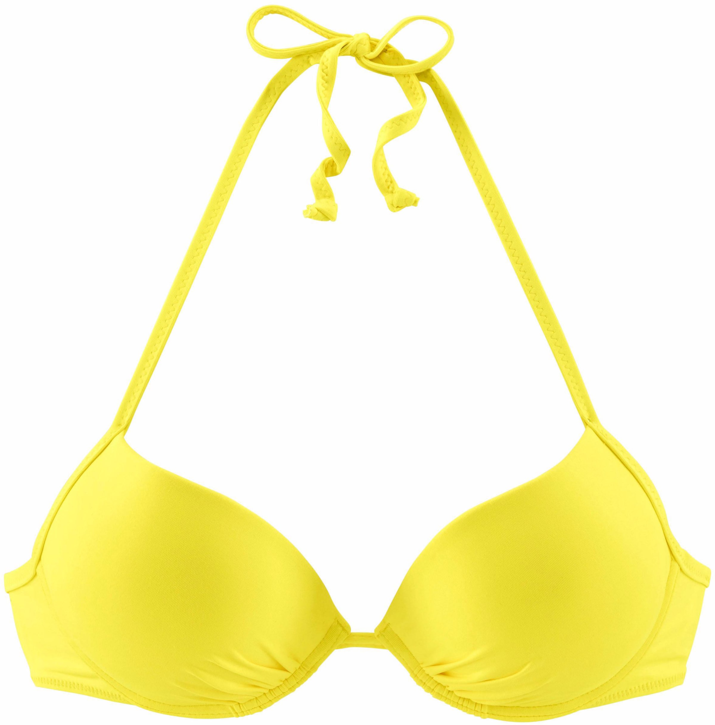 Deko Kissen günstig Kaufen-Push-Up-Bikini-Top in gelb von Buffalo. Push-Up-Bikini-Top in gelb von Buffalo <![CDATA[In den angesagten Trendfarben der Saison. Mit wattierten Cups und eingearbeiteten Kissen für ein sexy Dekolleté. Im Nacken zu binden und im Rücken zu schließen. So