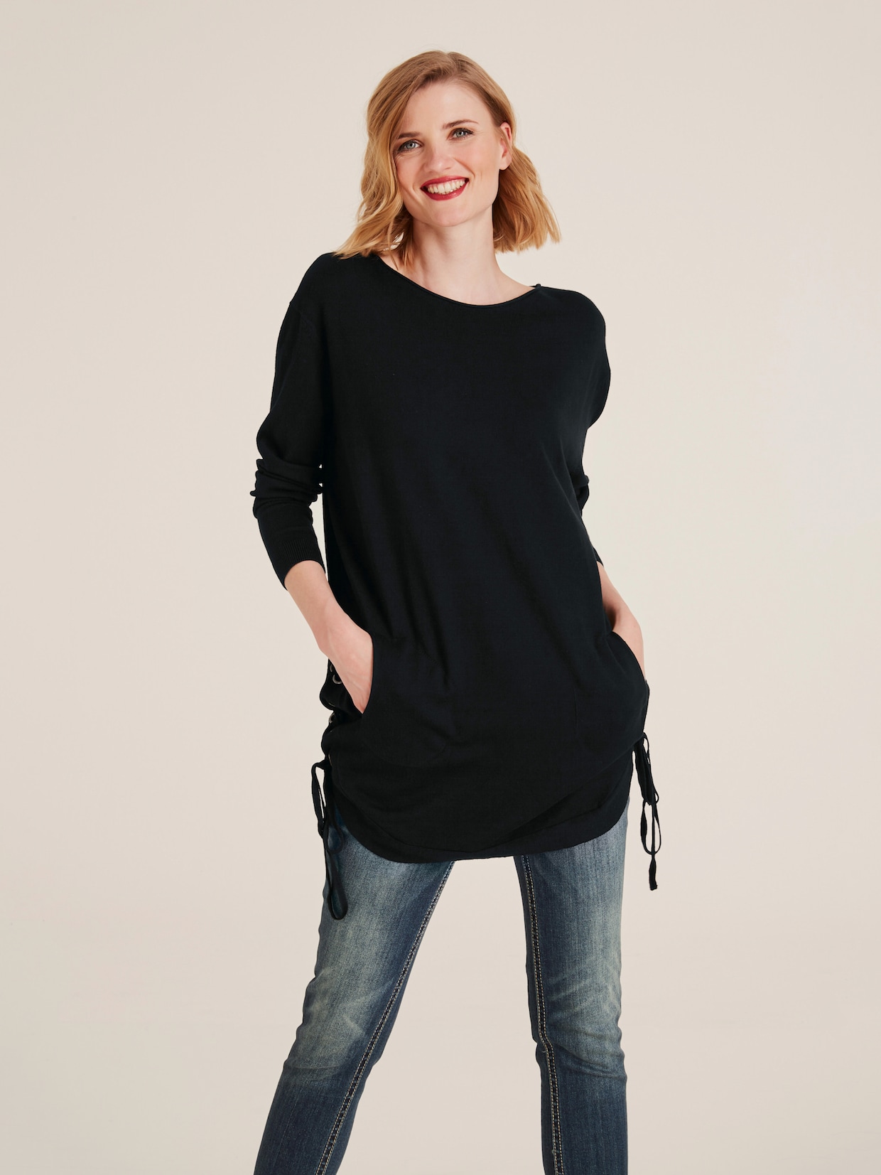 heine Lange pullover - zwart