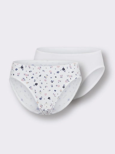 wäschepur Jazzpants mit Mäusezähnchenborte - weiß-mauve + weiß