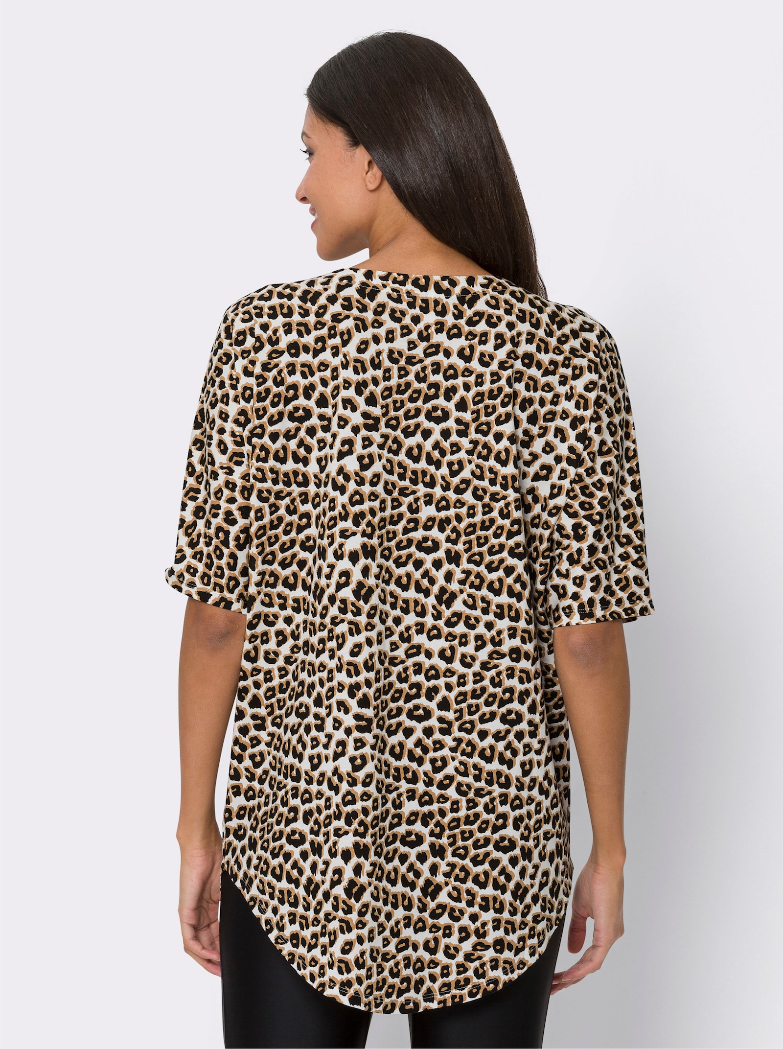 Sommerkleid mit Reißverschluss, bedruckt - schwarz-camel-bedruckt