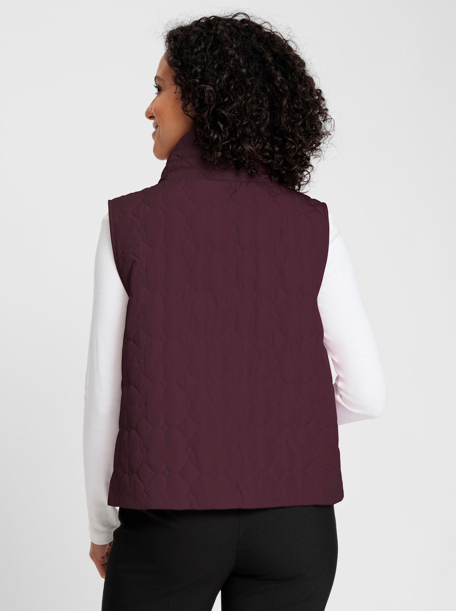 Bodywarmer met warme opstaande kraag - bordeaux