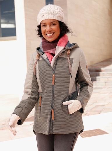 Übergangsjacke im Mix aus Fleece und Stepp - sesam