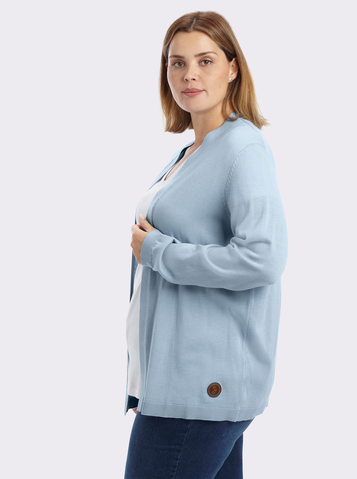 sheego Strickjacke in verschlussloser Form - hellblau