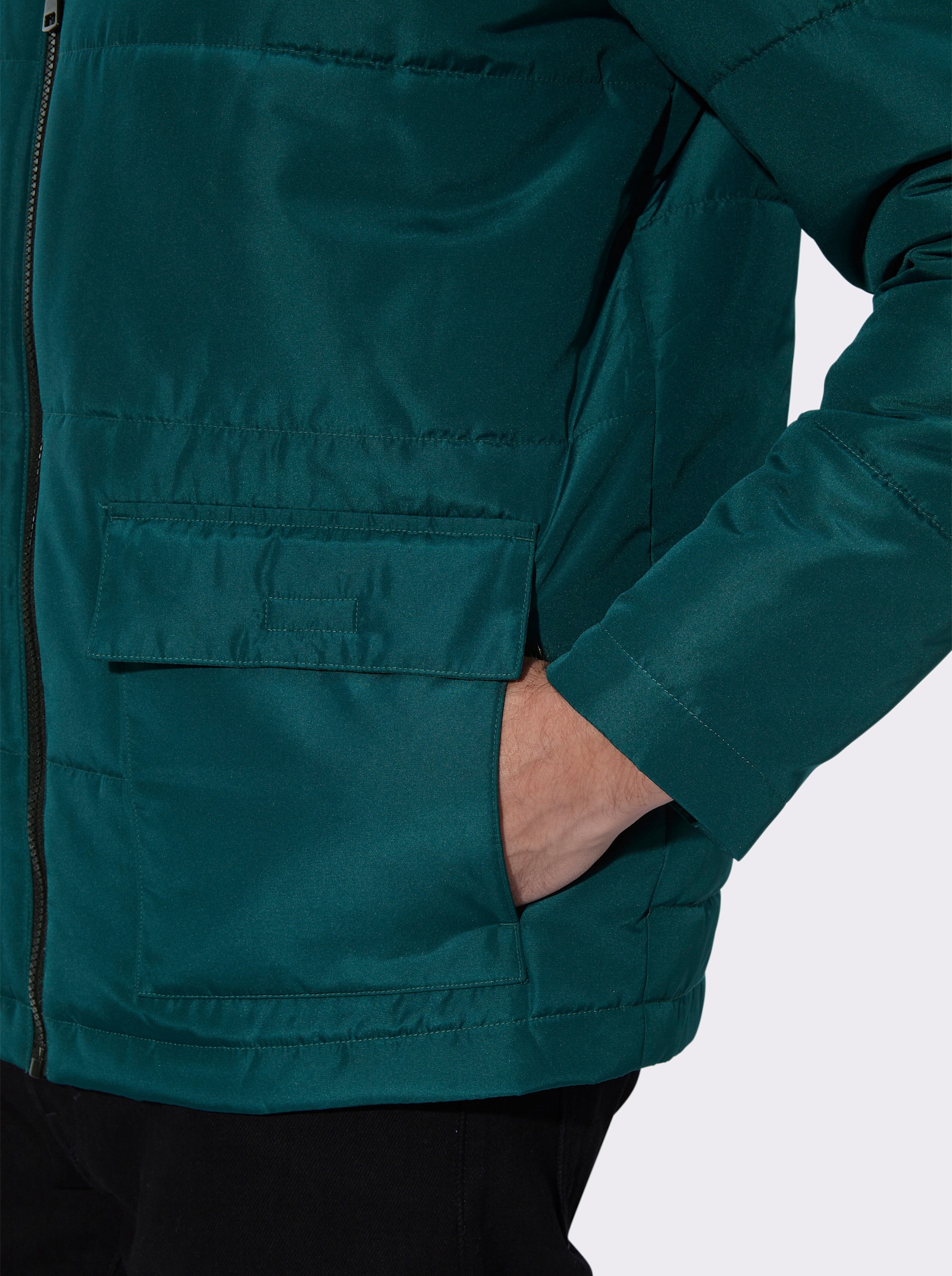 Steppjacke mit Stehkragen - petrol