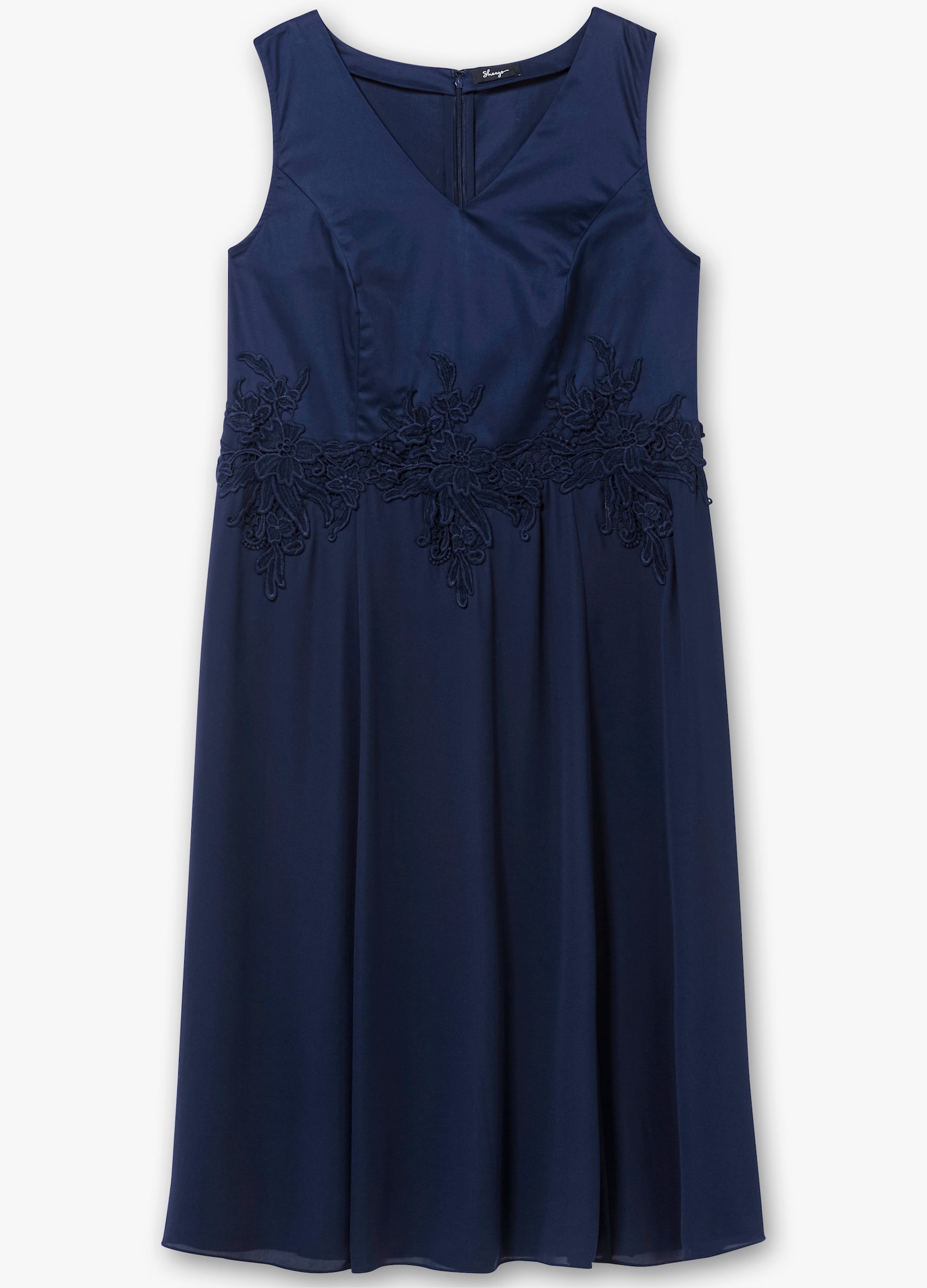 sheego Robe de cocktail avec dentelle florale - marine