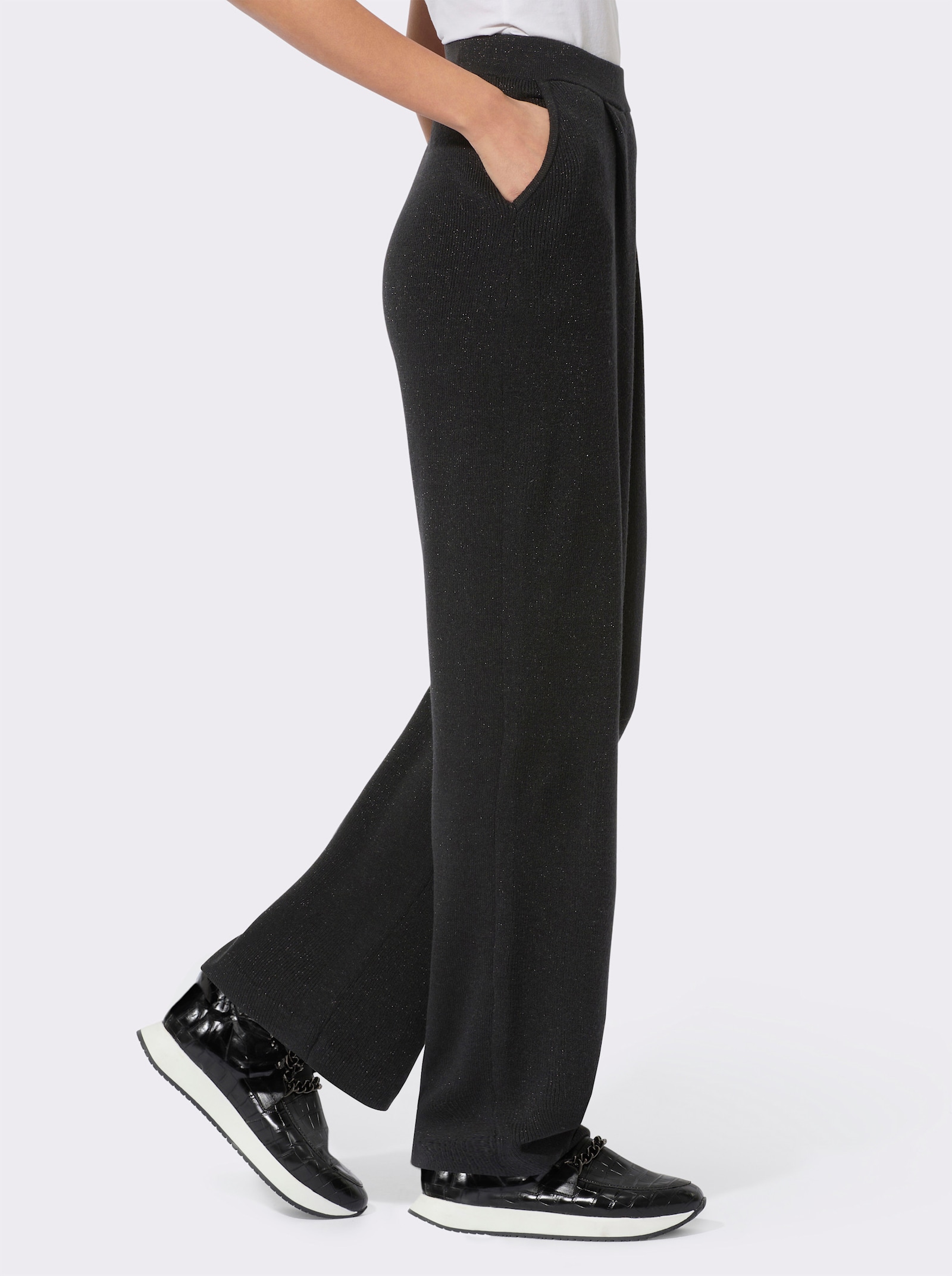 Strickhose mit Schurwoll-Anteil - schwarz