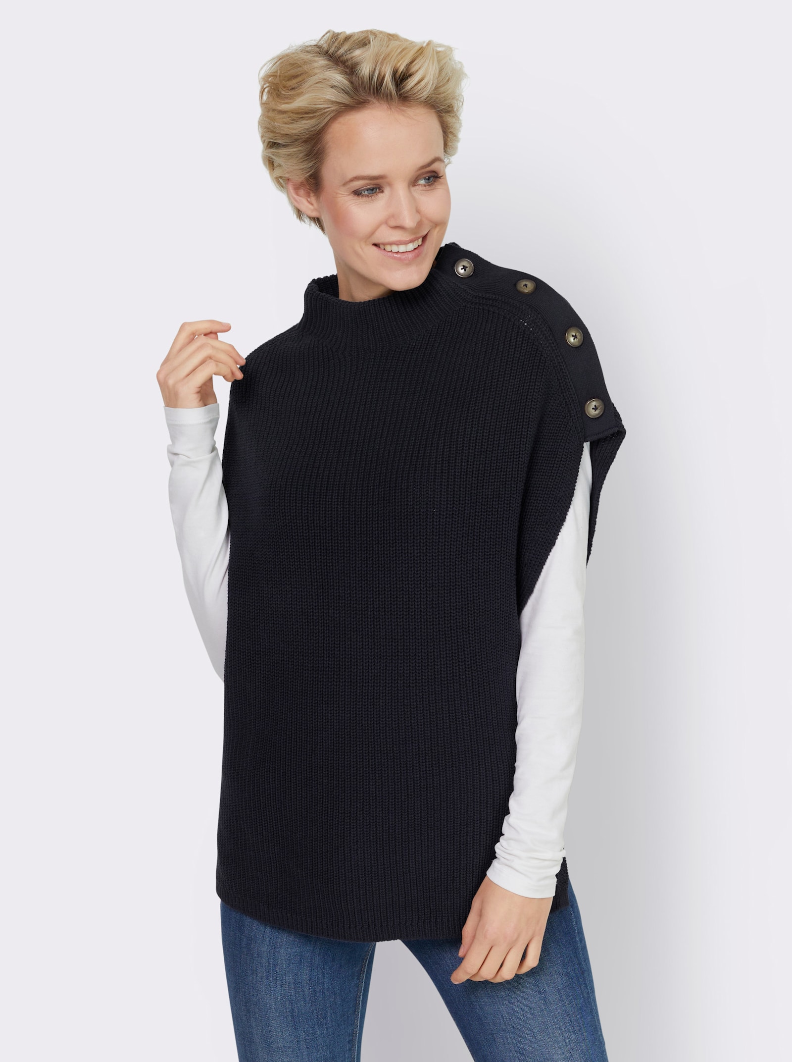 heine Pullunder mit Zierknopfleiste - marine