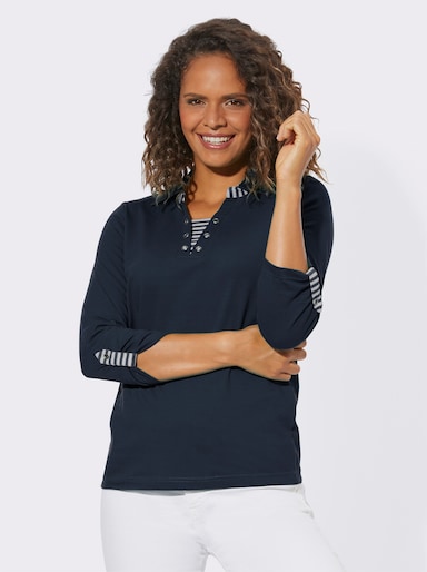 3/4-Arm-Shirt in 2-in-1-Optik - marine
