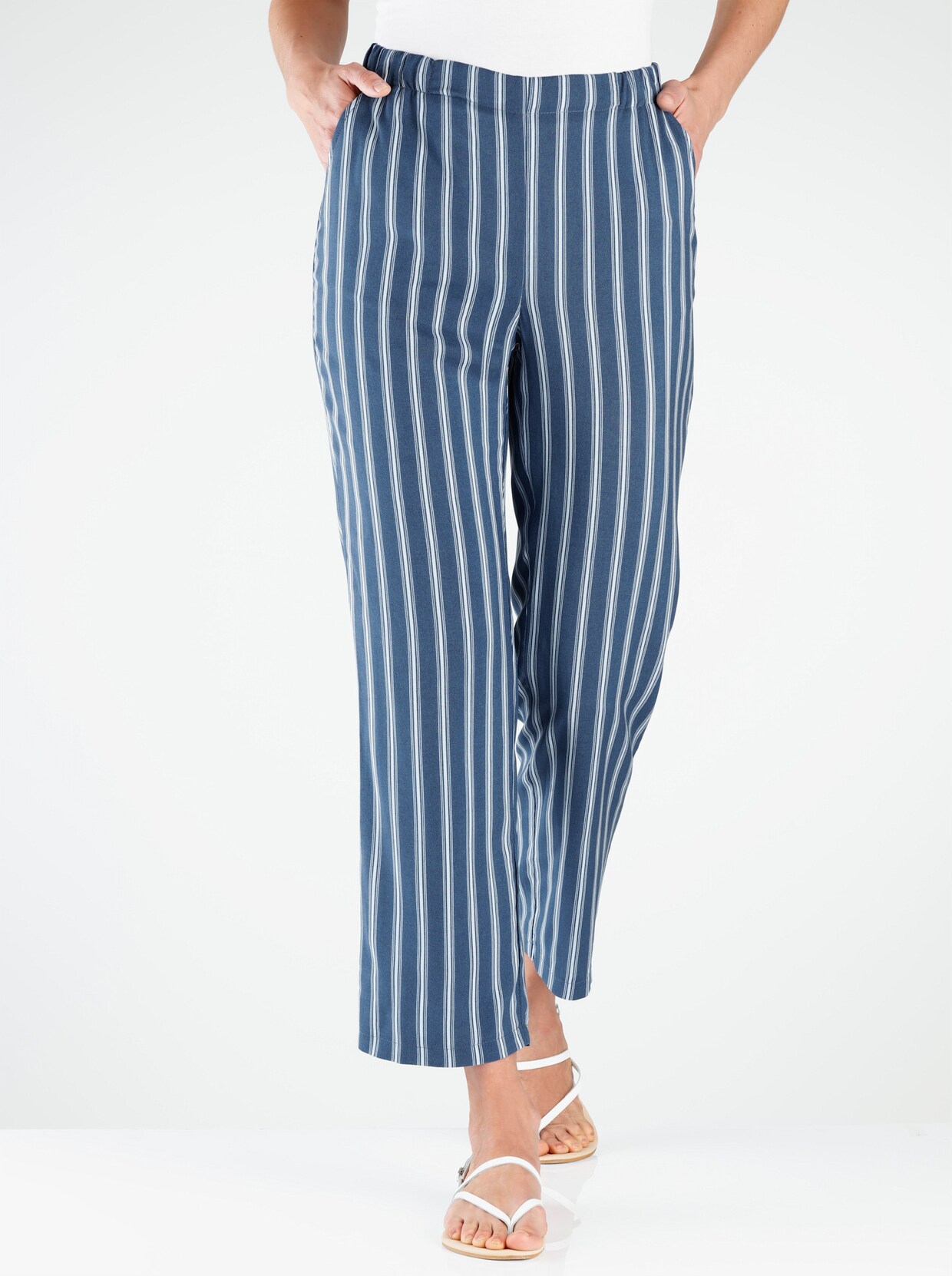 7/8-broek - jeansblauw gestreept