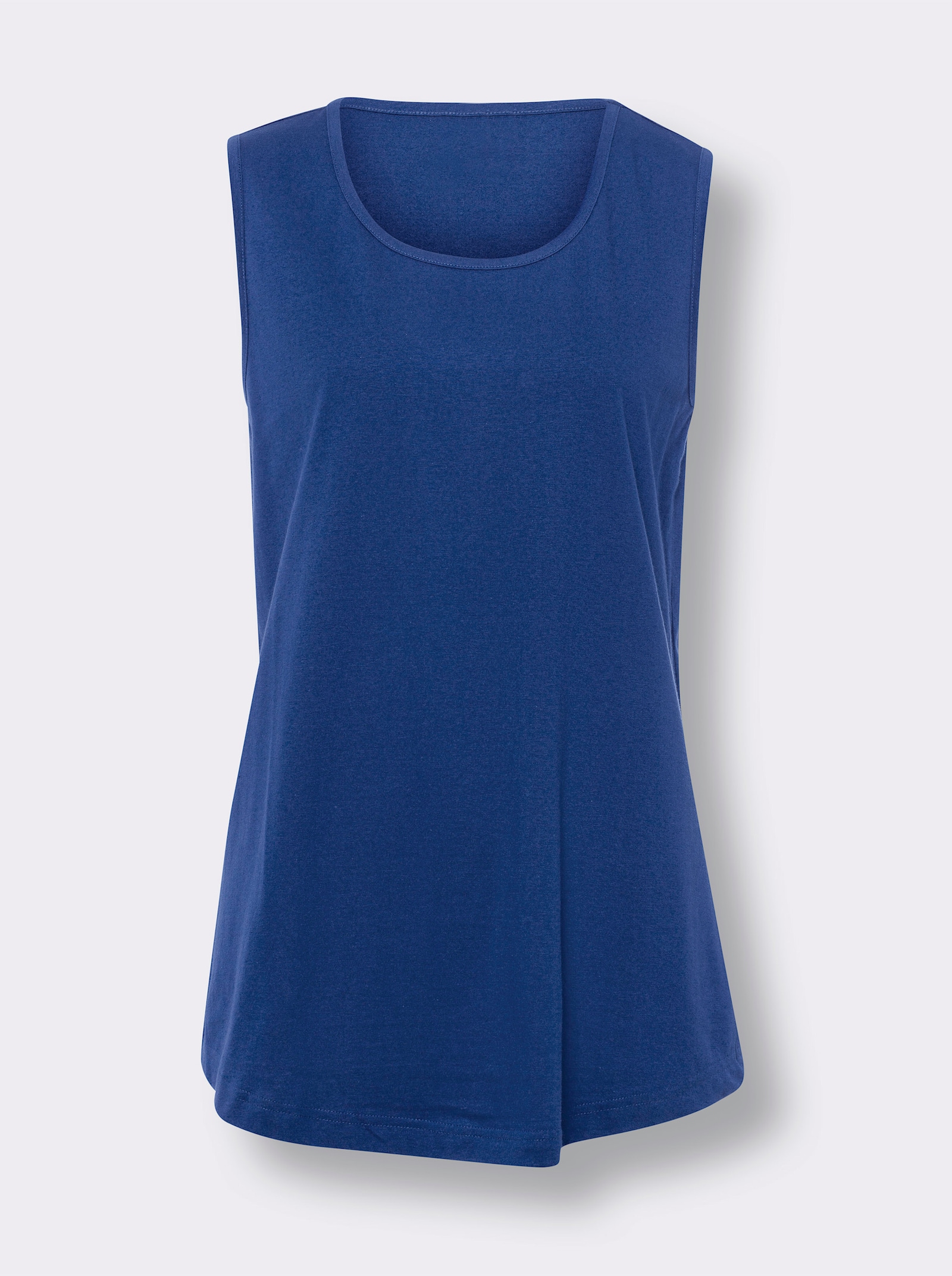 Lange top met afgeronde zoom - koningsblauw + pink