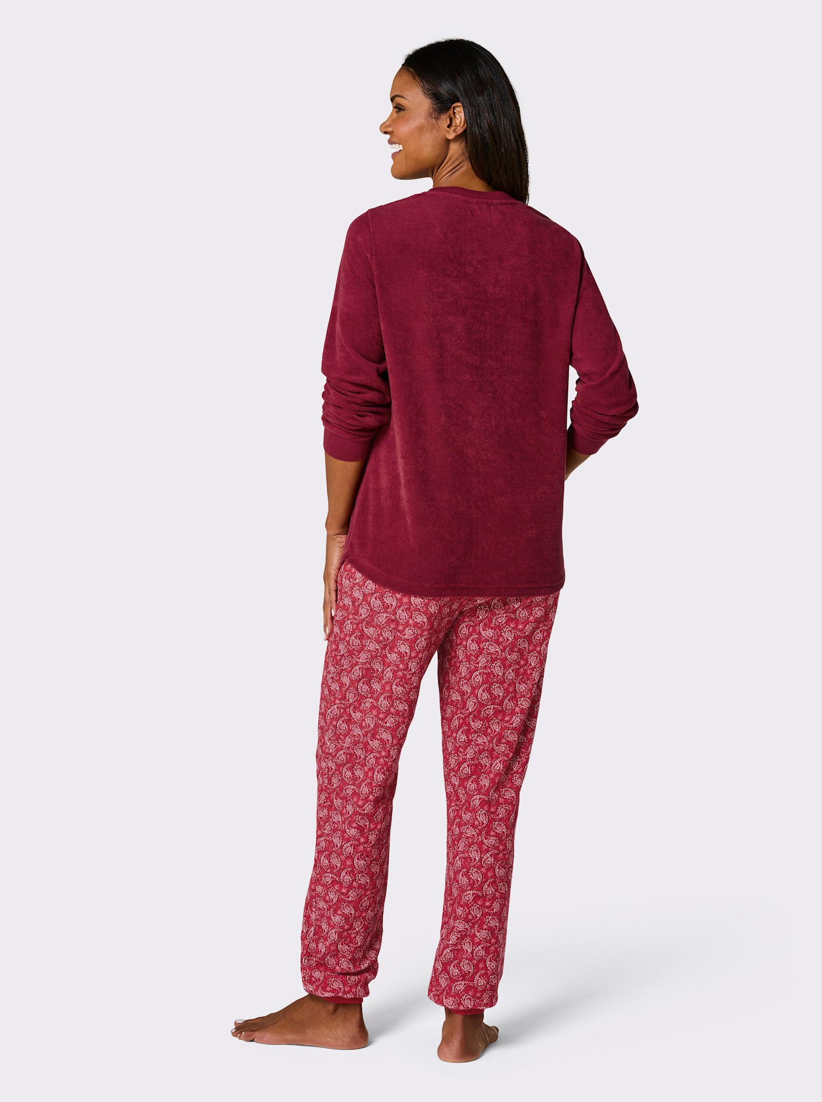 wäschepur Pyjama - donkerrood/oudroze bedrukt