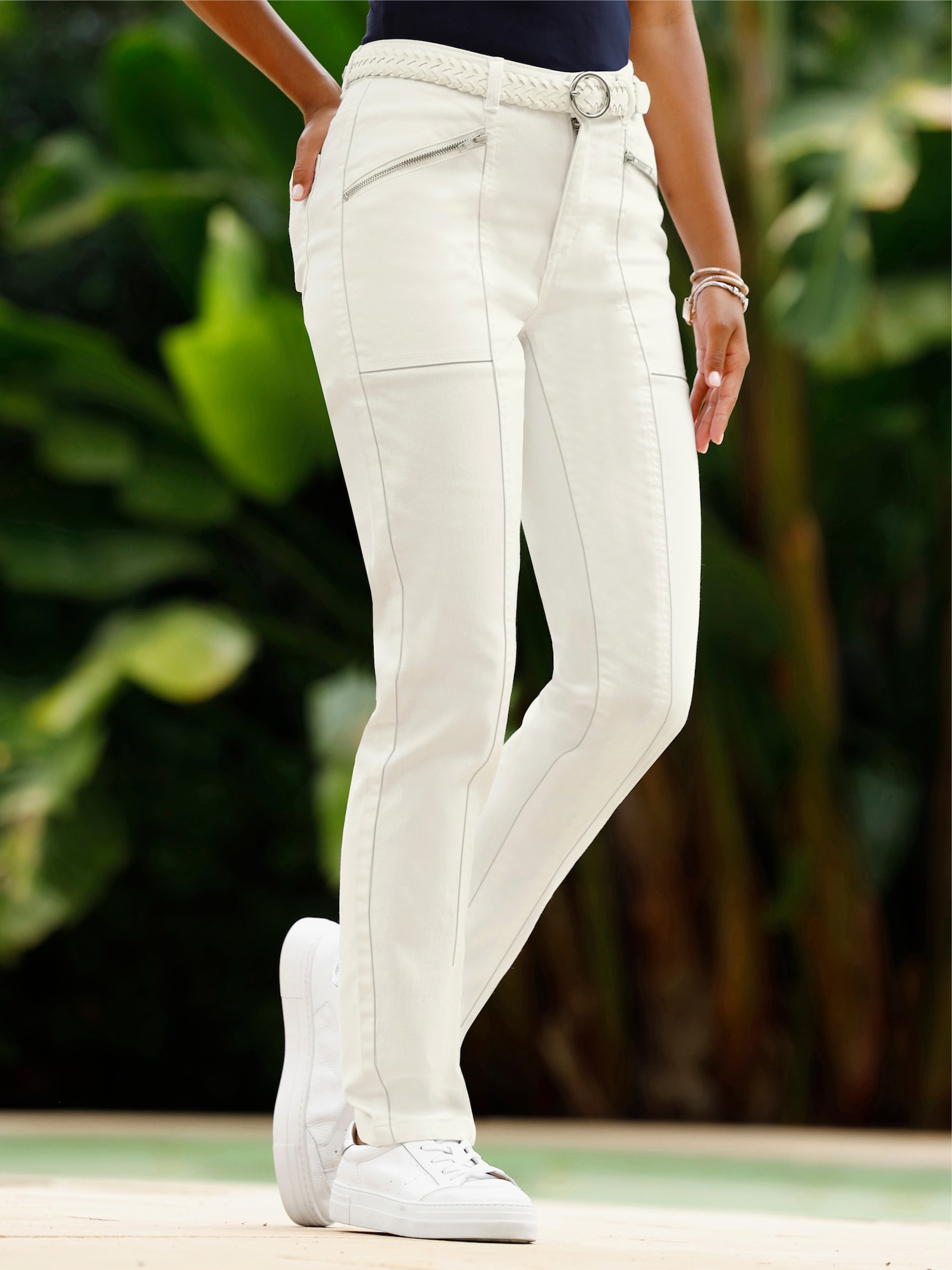 heine Pantalon avec poches à glissière - écru