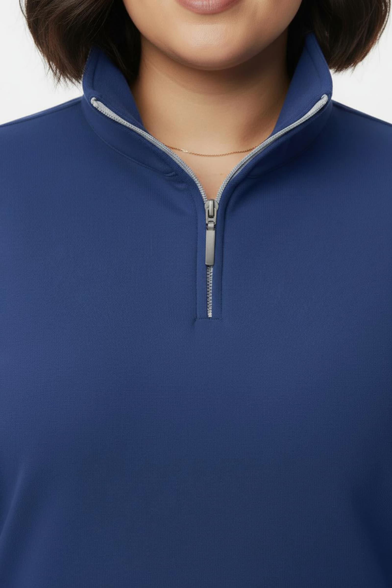 Troyer mit kurzem Reißverschluss - royalblau