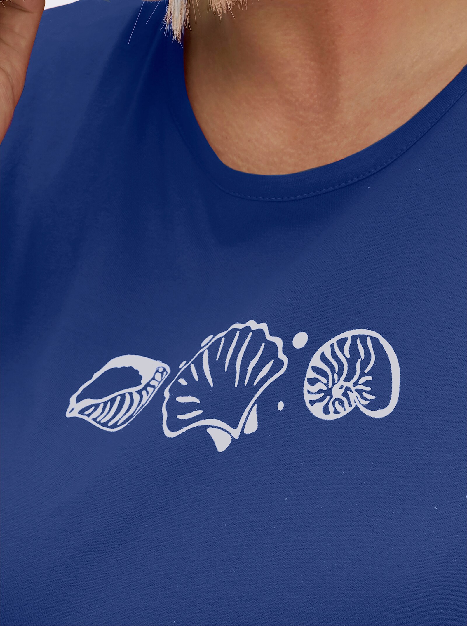 Shirttop mit Seitenschlitzen - royalblau