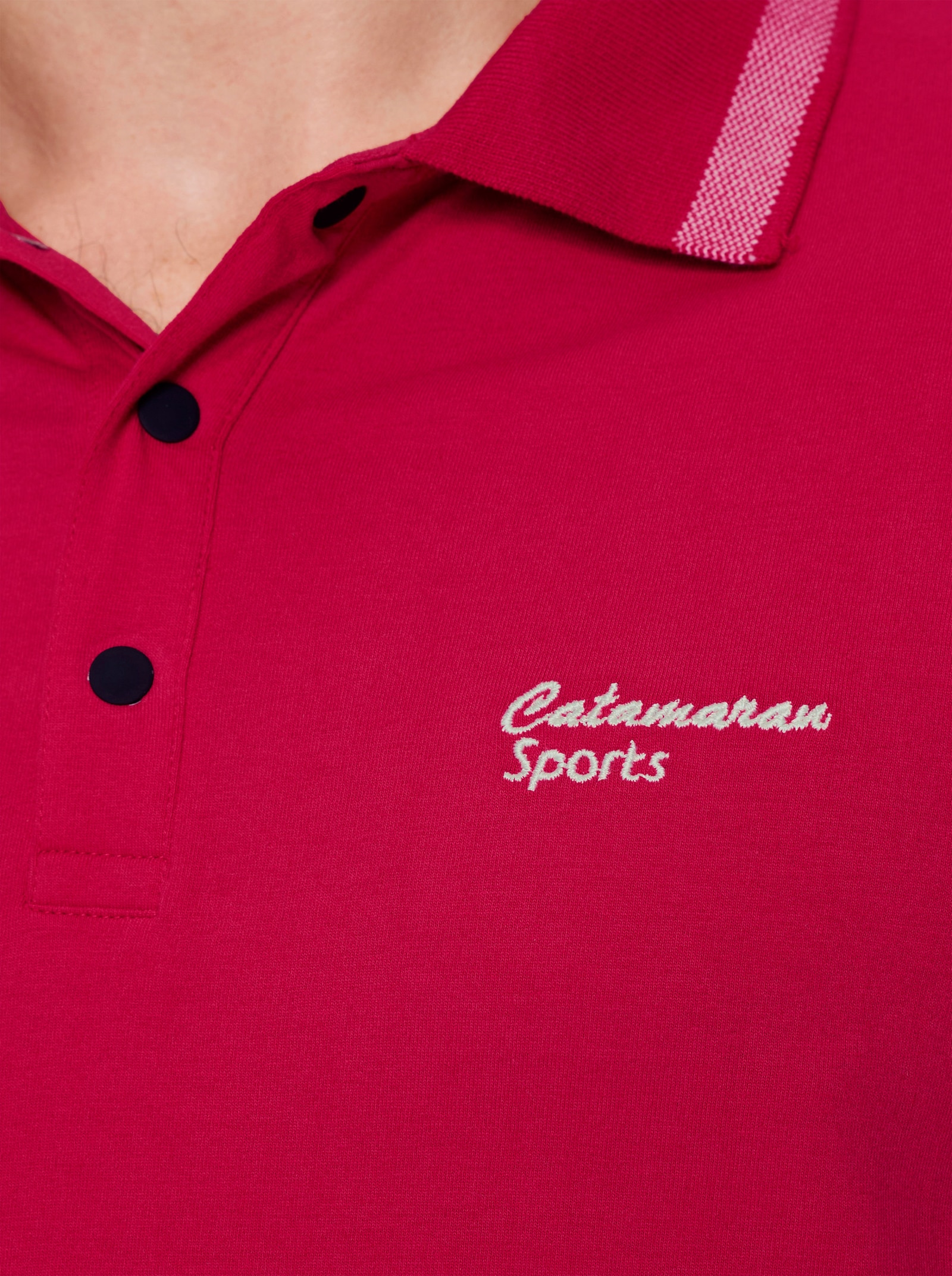 Catamaran Sports Langarm-Poloshirt mit Jacquard-Einsätzen - rot