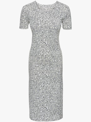 Kleid - grau-weiß-bedruckt