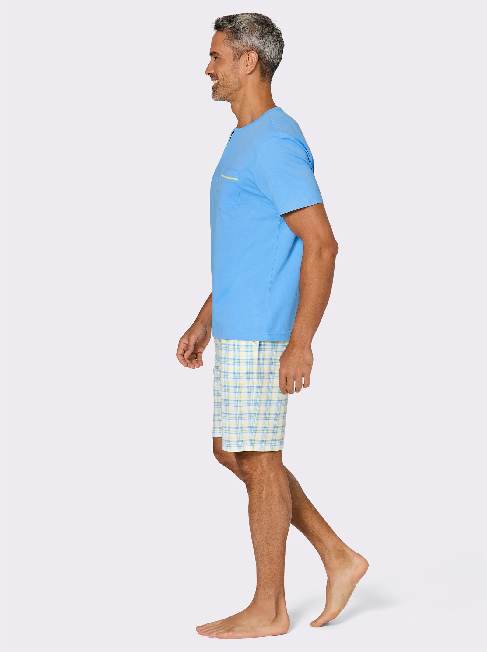 wäschepur men Shorty - aqua-zitrone-kariert